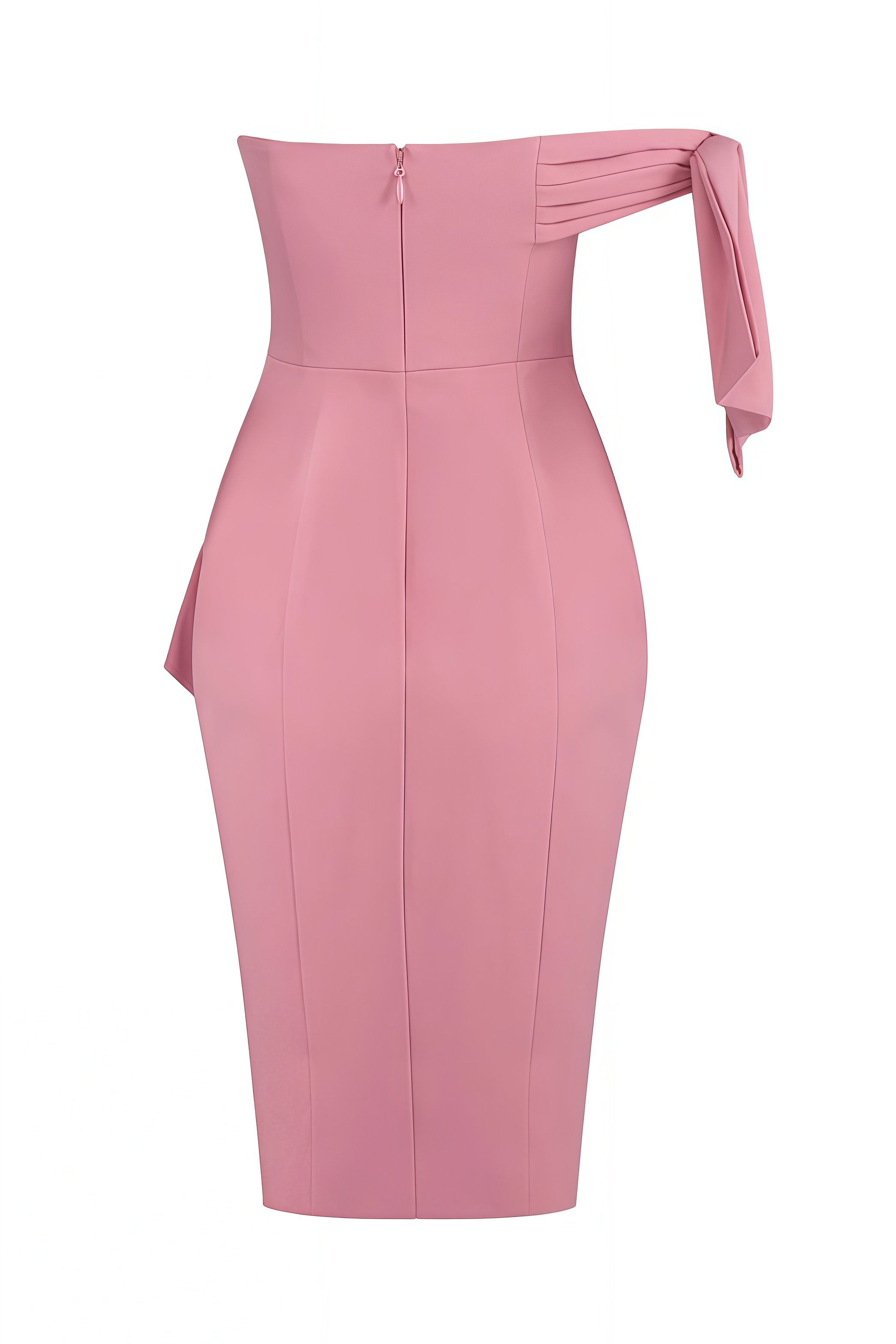 Nivnot Pink One Shoulder Bow Mini Dress