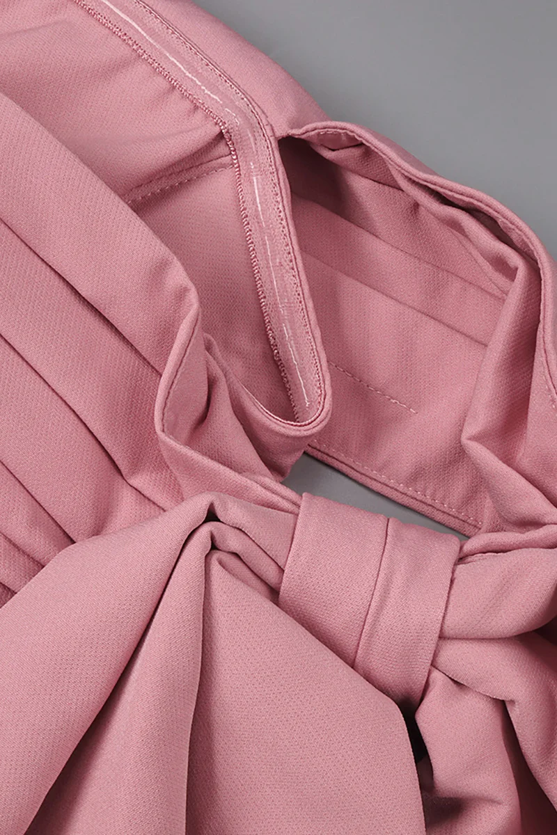 Nivnot Pink One Shoulder Bow Mini Dress