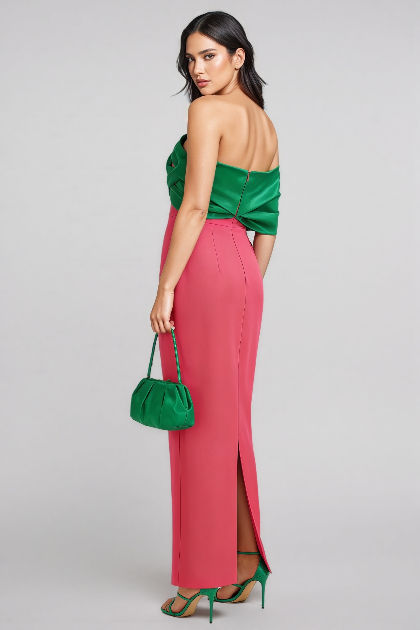 Myley Pink One Shoulder Column Maxi Dress
