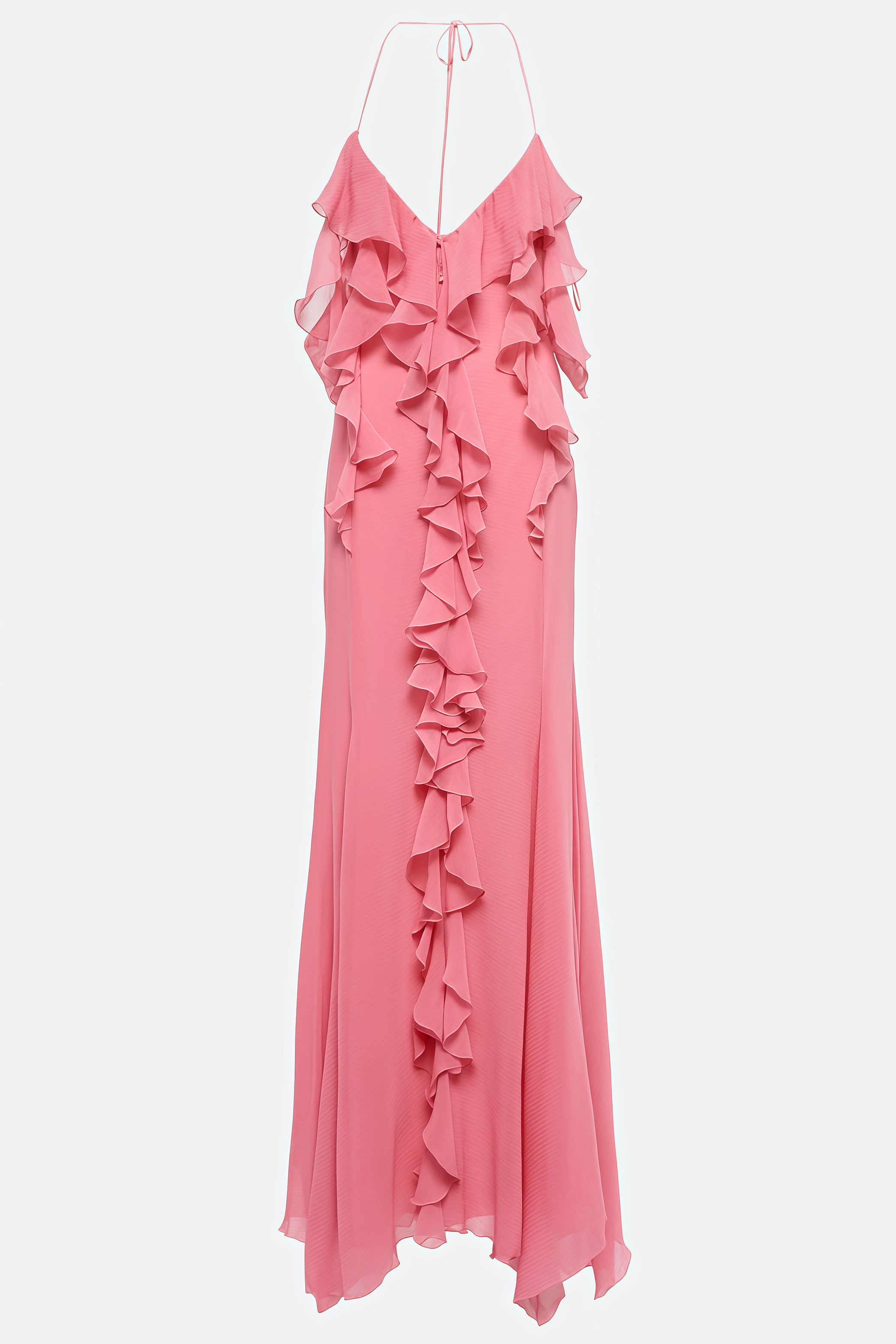 Sorfn Pink Backless Ruffled Maxi Dress