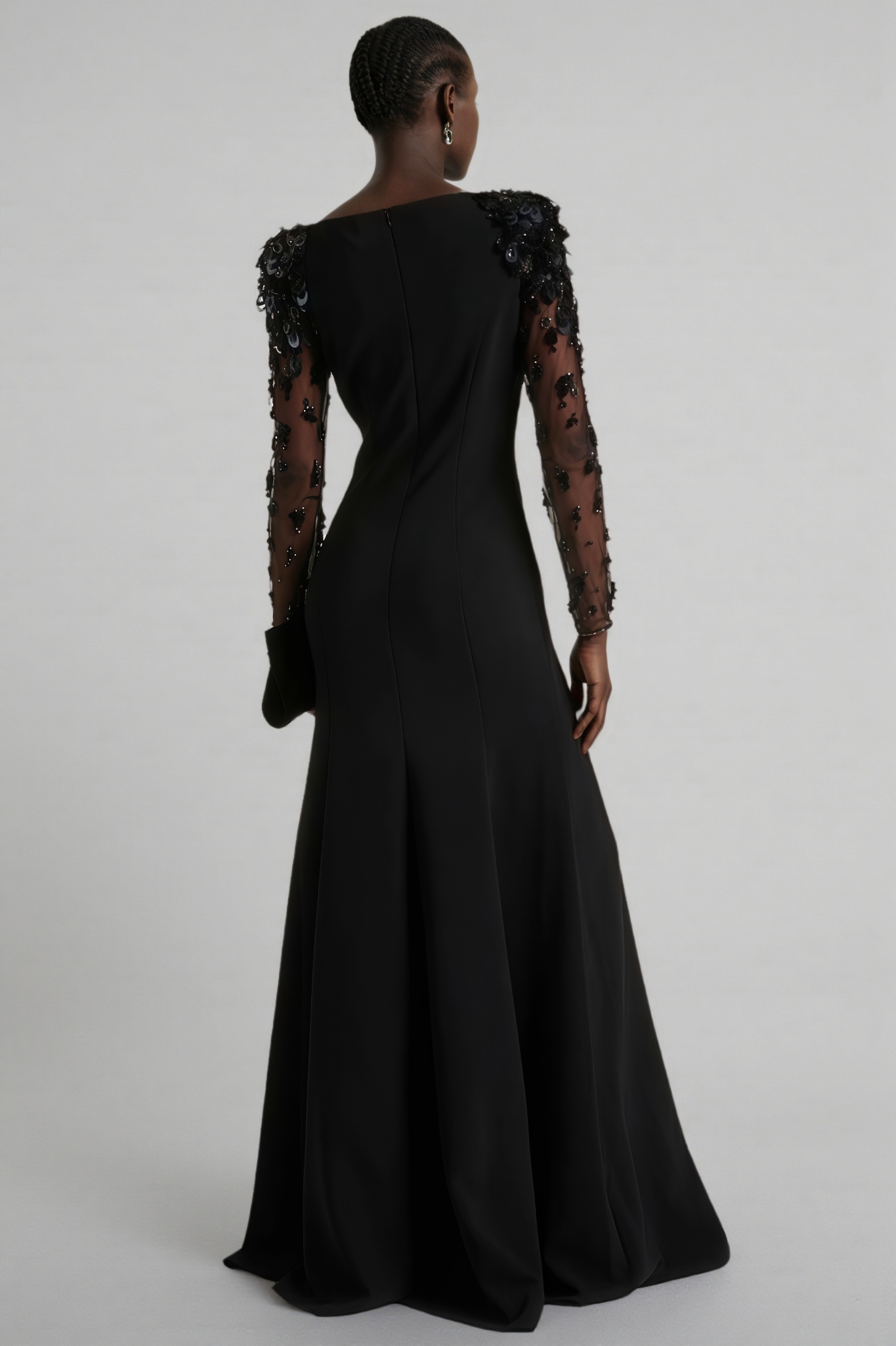 Marceline Black Tulle Rhinestone Embellished Maxi Dress