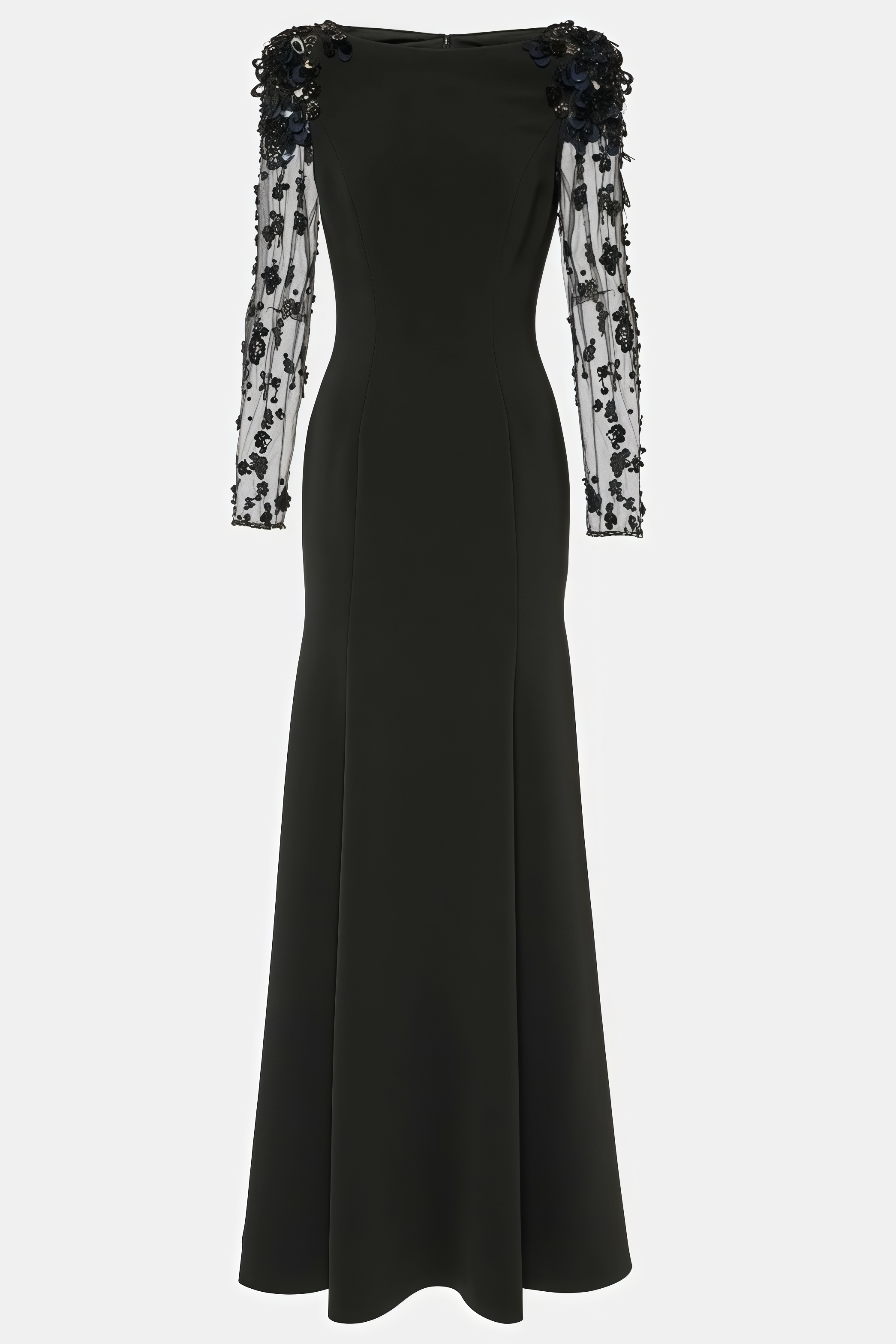 Marceline Black Tulle Rhinestone Embellished Maxi Dress