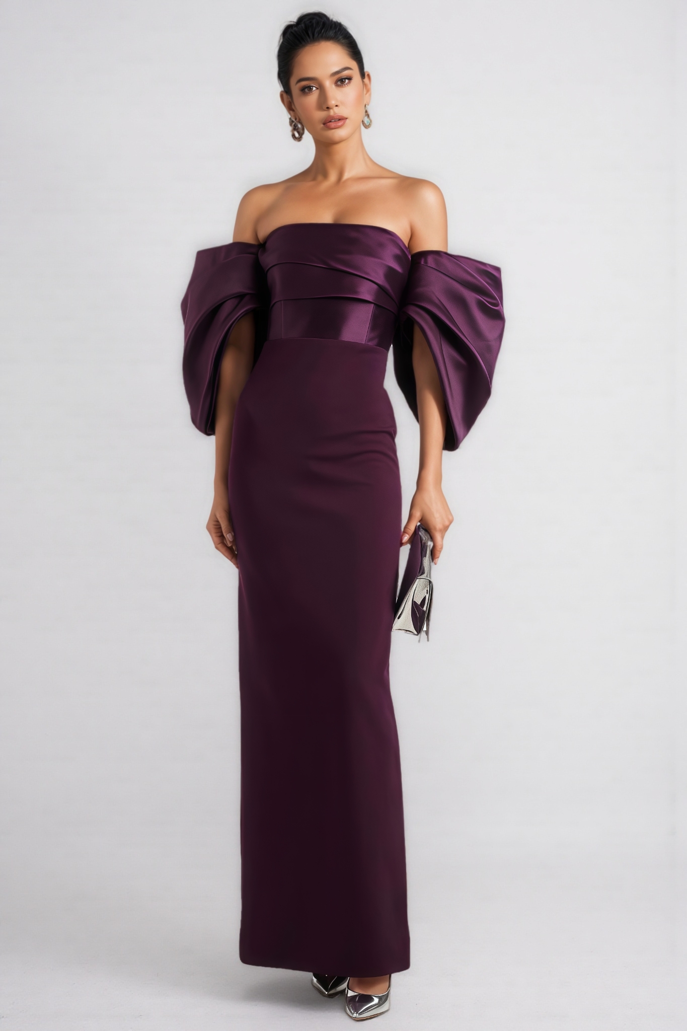 Hilenrt Purple Strapless Bandage Maxi Dress