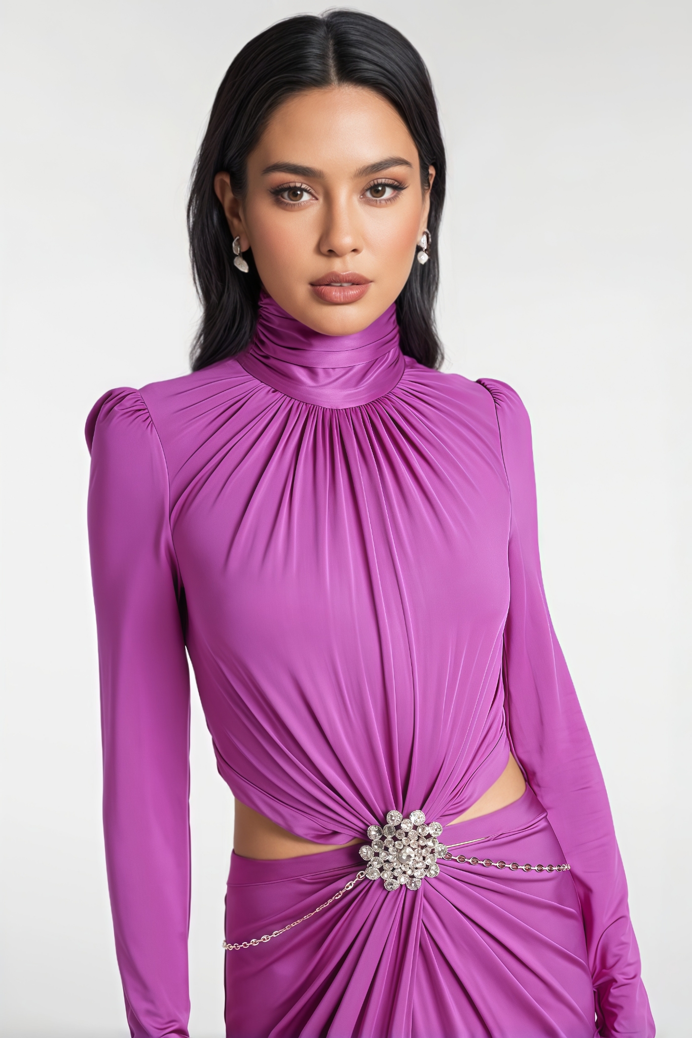 Blynet Purple Cut Out Embellished Maxi Dress