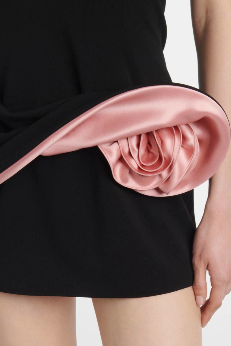 Dotte Black 3D Floral Mini Dress