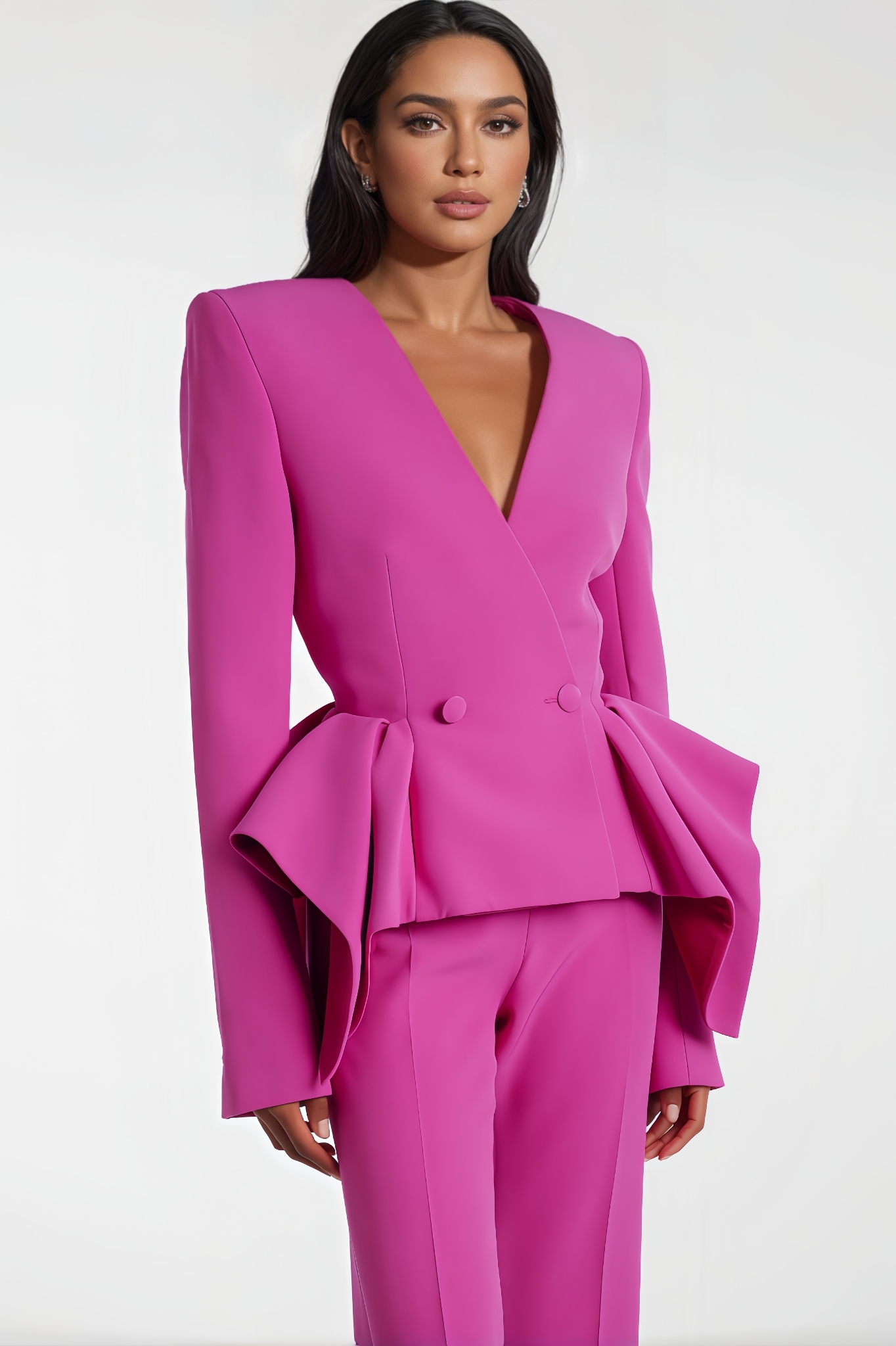 Xirenrt Ruffled Blazer Trouser Set 
