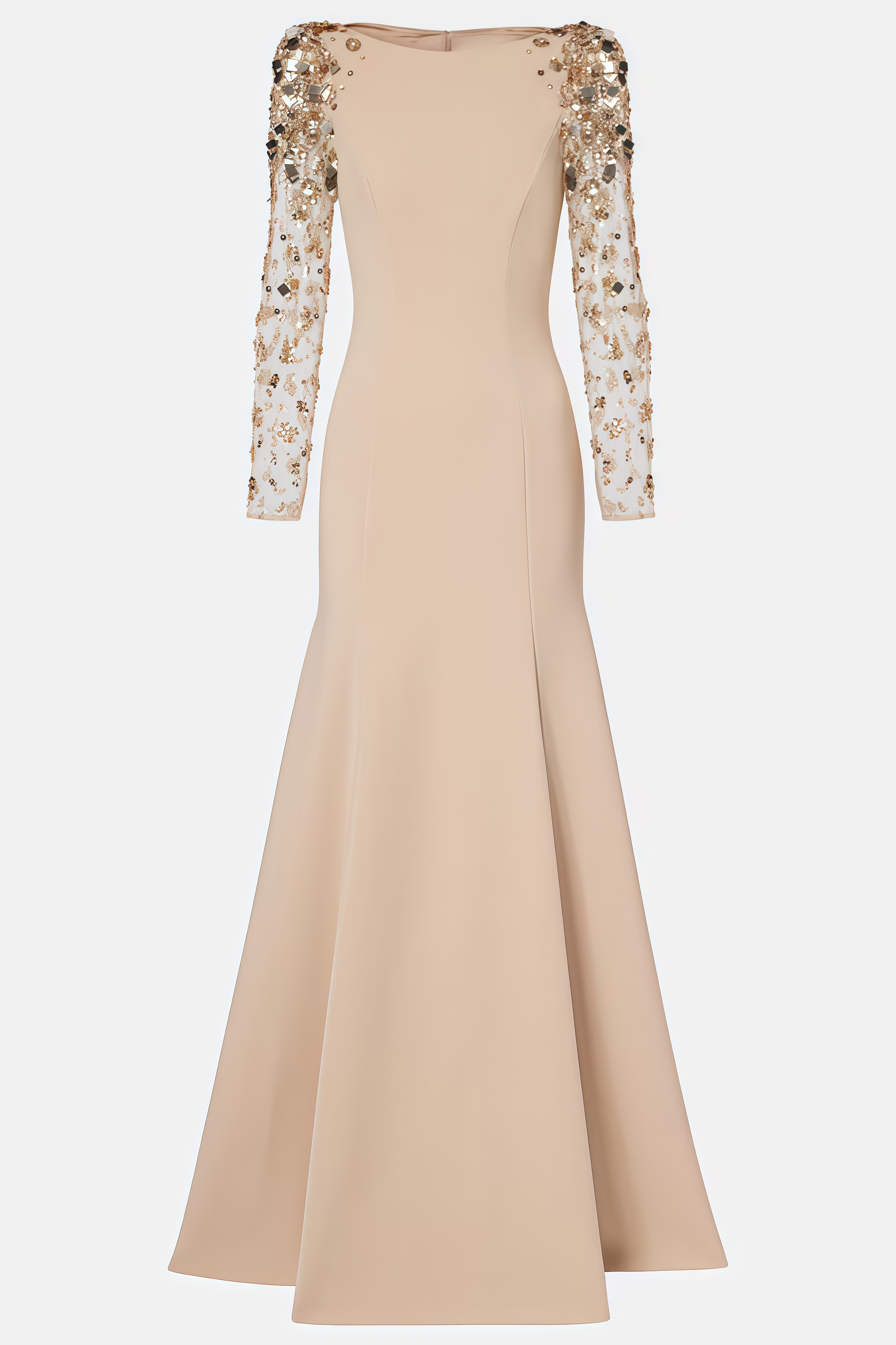Teresa Beige Tulle Rhinestone Embellished Maxi Dress