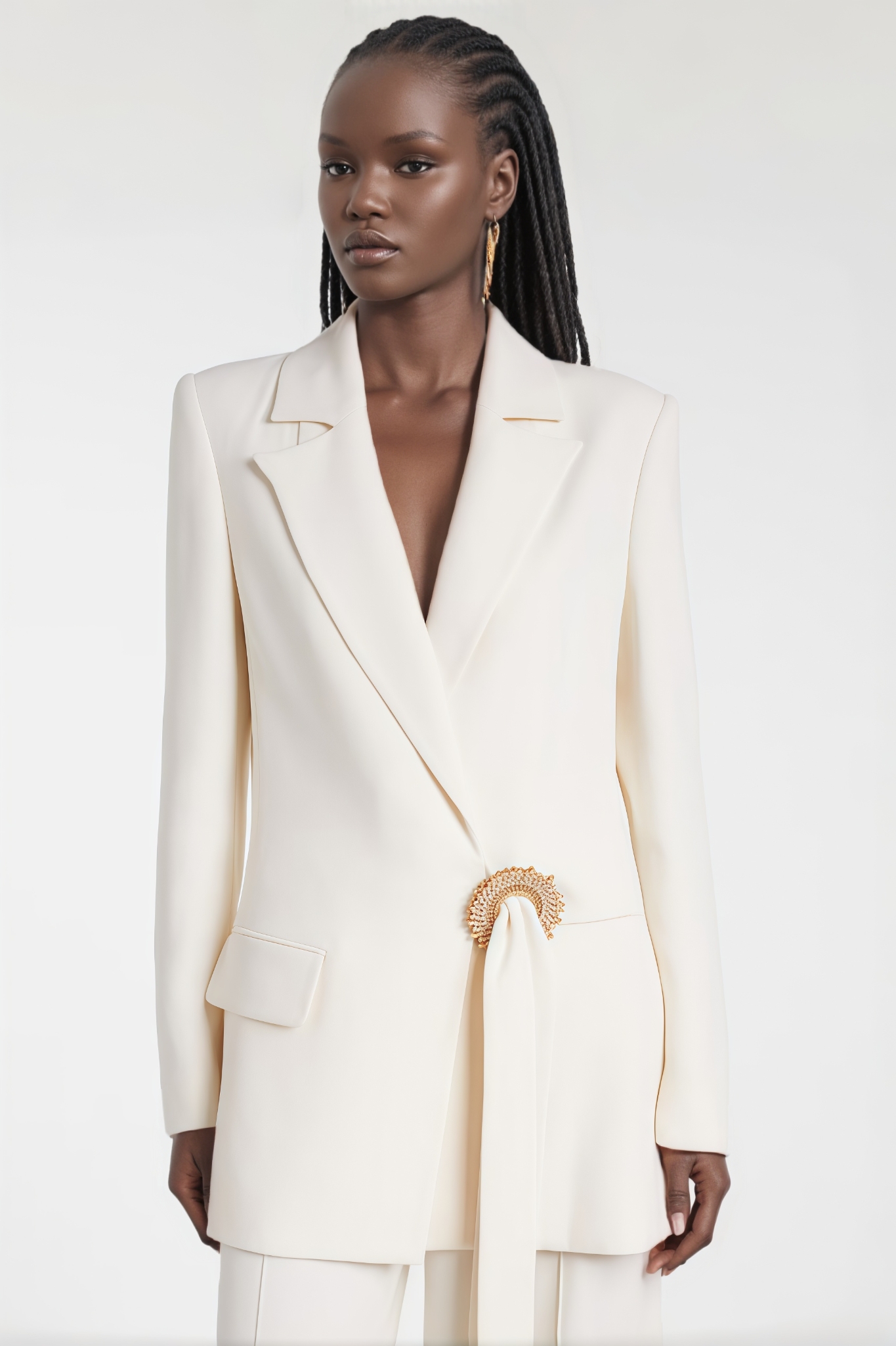 Fialad White Blazer Trouser Set