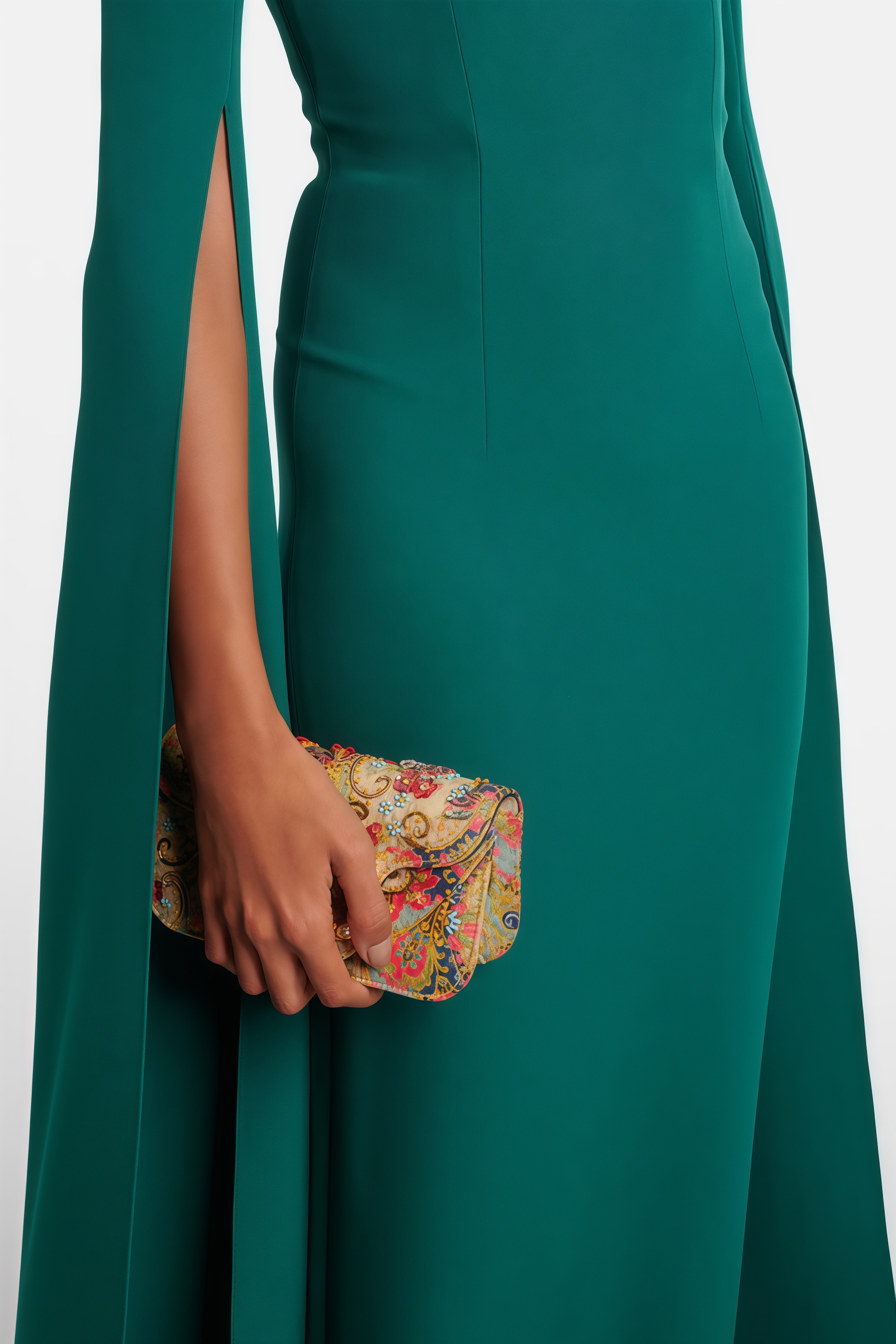 Yvigre Green Rhinestone Maxi Dress