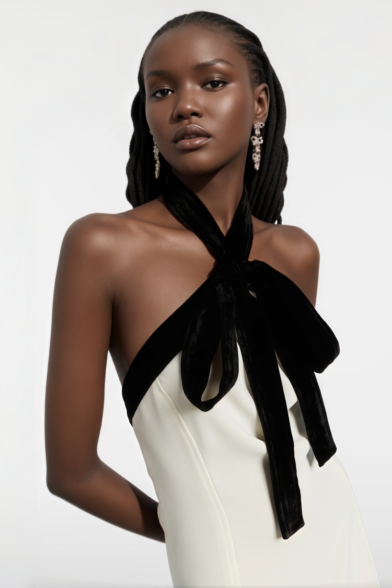 Isliey White Off Shoulder Bow Mini Dress