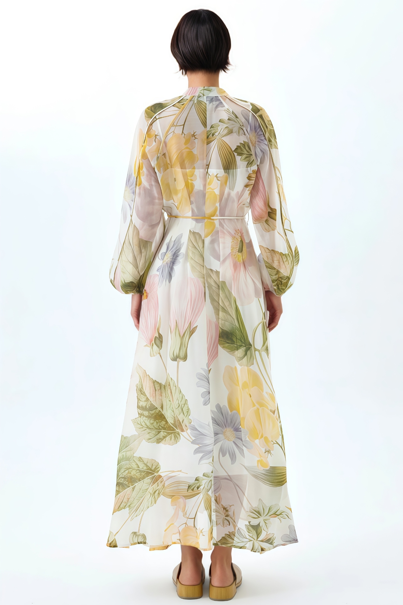 Ivofn Printed Puff Sleeve Maxi Dress