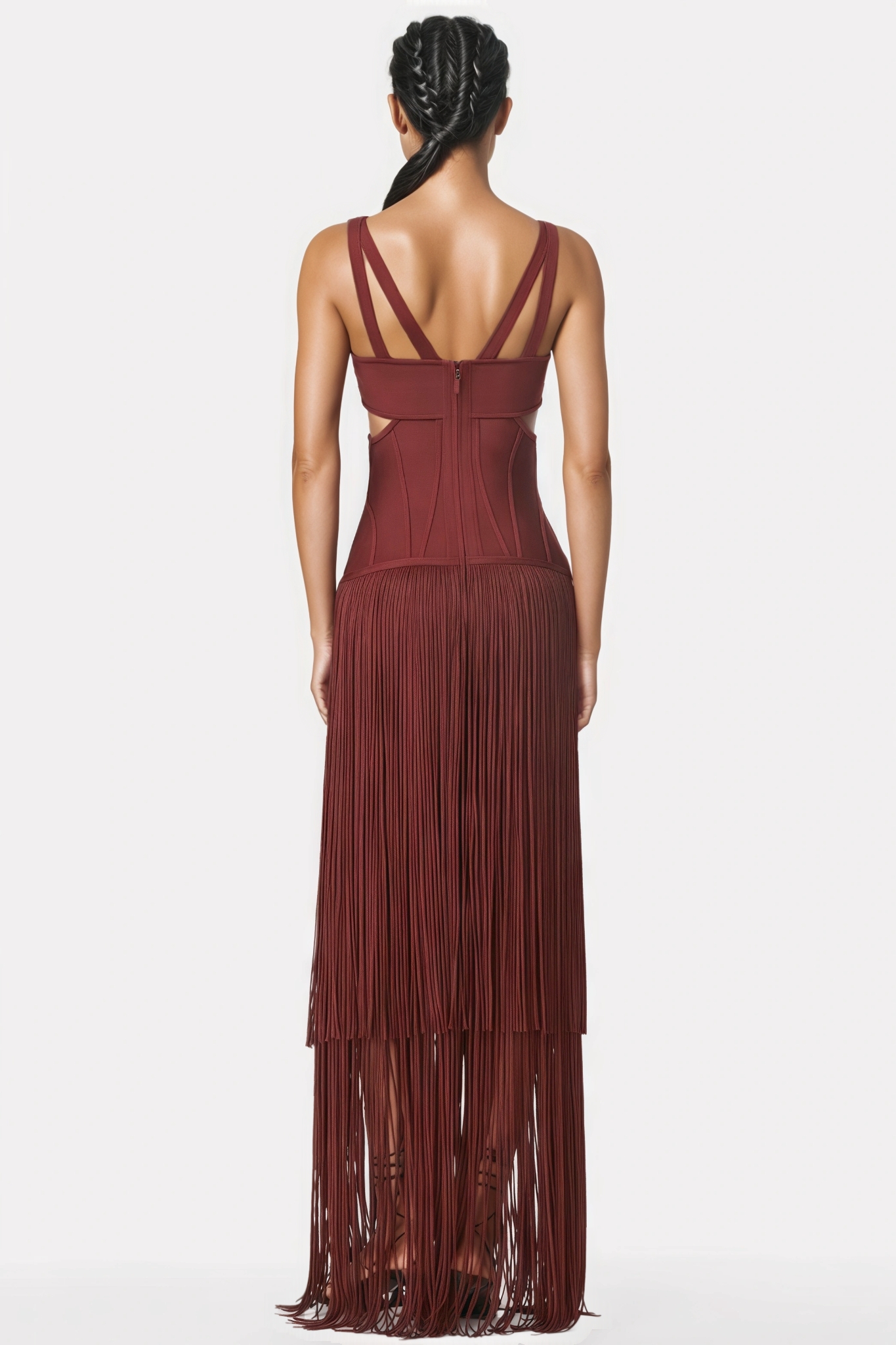 Romo Bandage Cut Out Tassel Midi Dress
