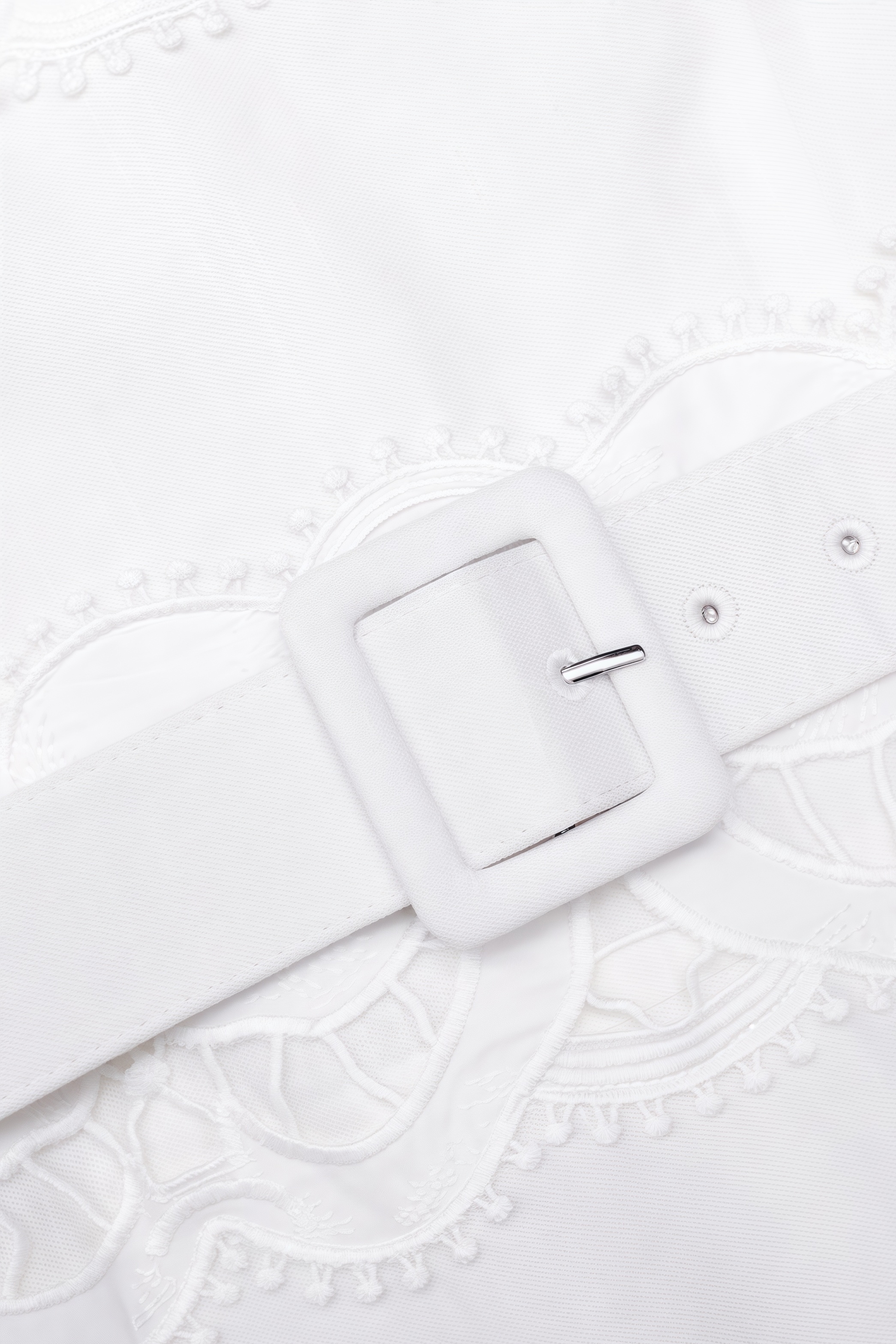 Lirith White Linen Lace Insert Midi Dress