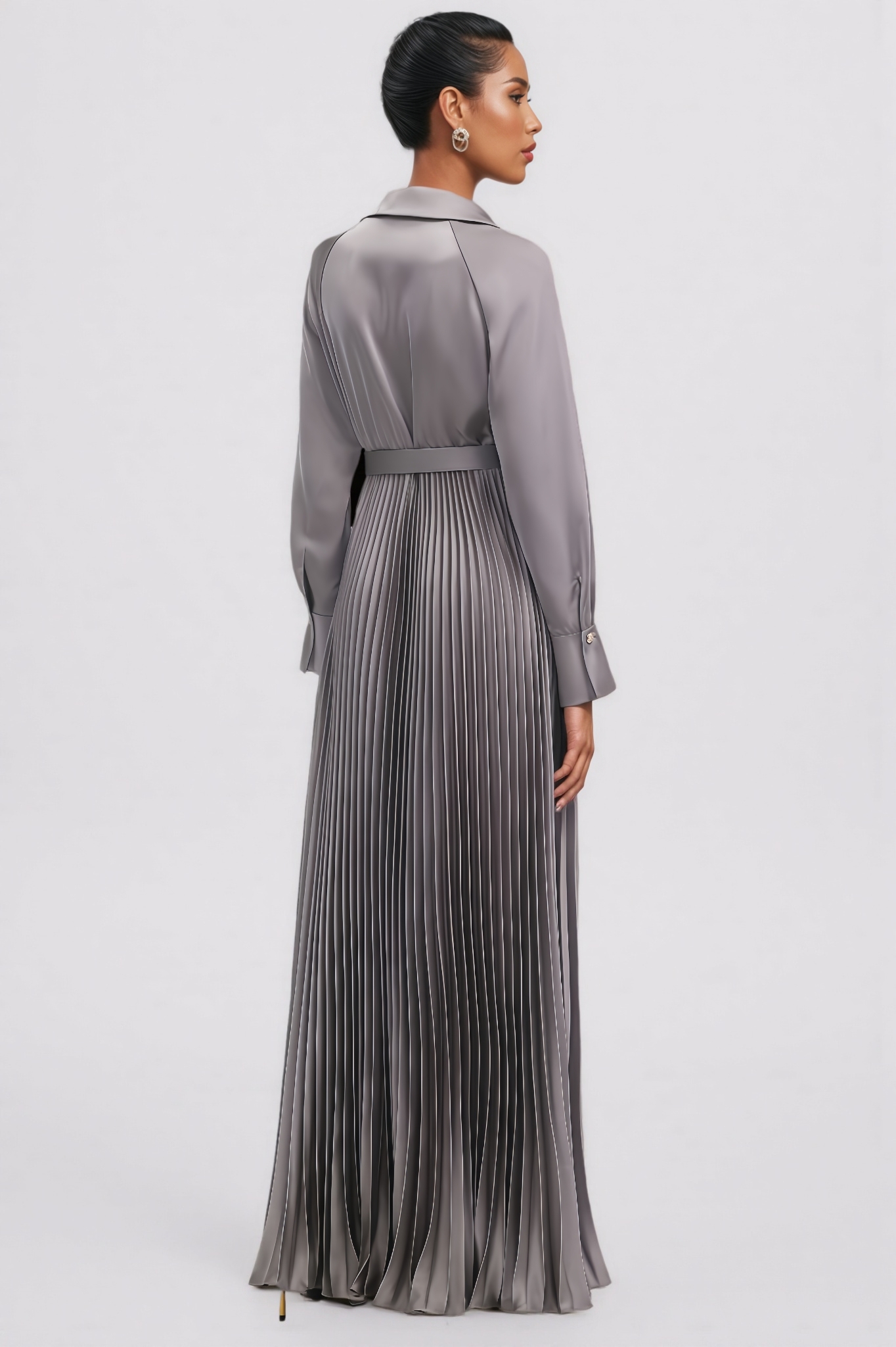 Rublp Gray Pleated Maxi Dress