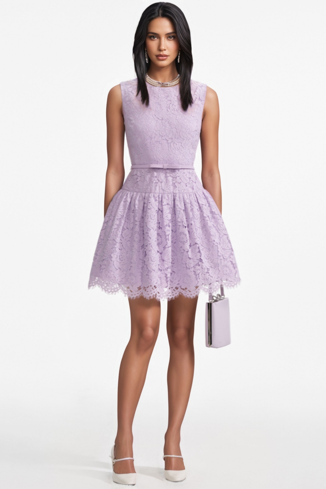 Lace Sleeveless Mini Dress