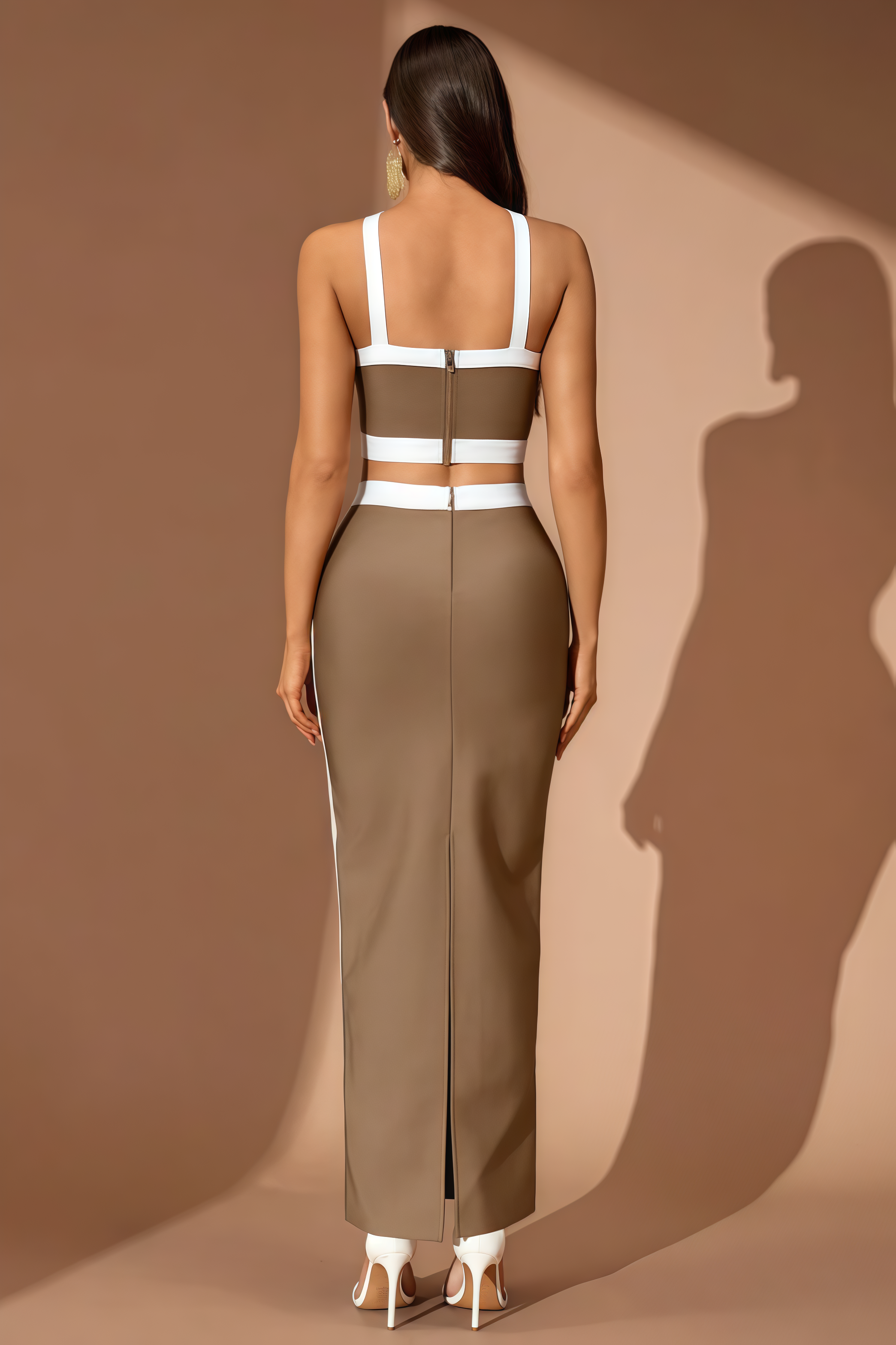 Weresh Khaki Bandage Maxi Dress Set