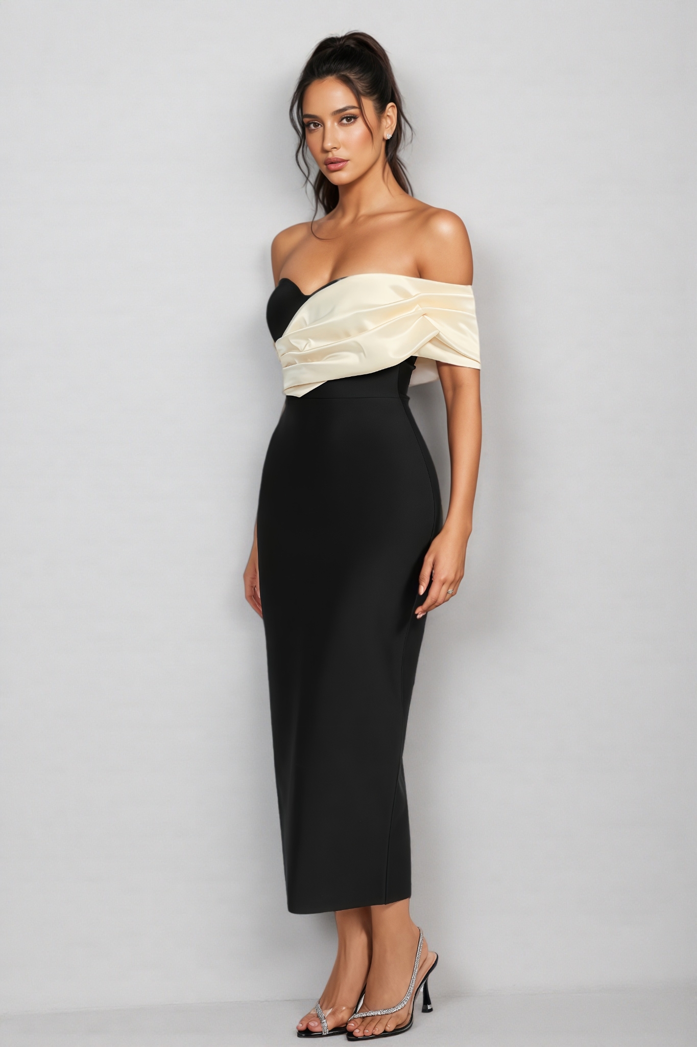 Edw Off Shoulder Bandage Midi Dress