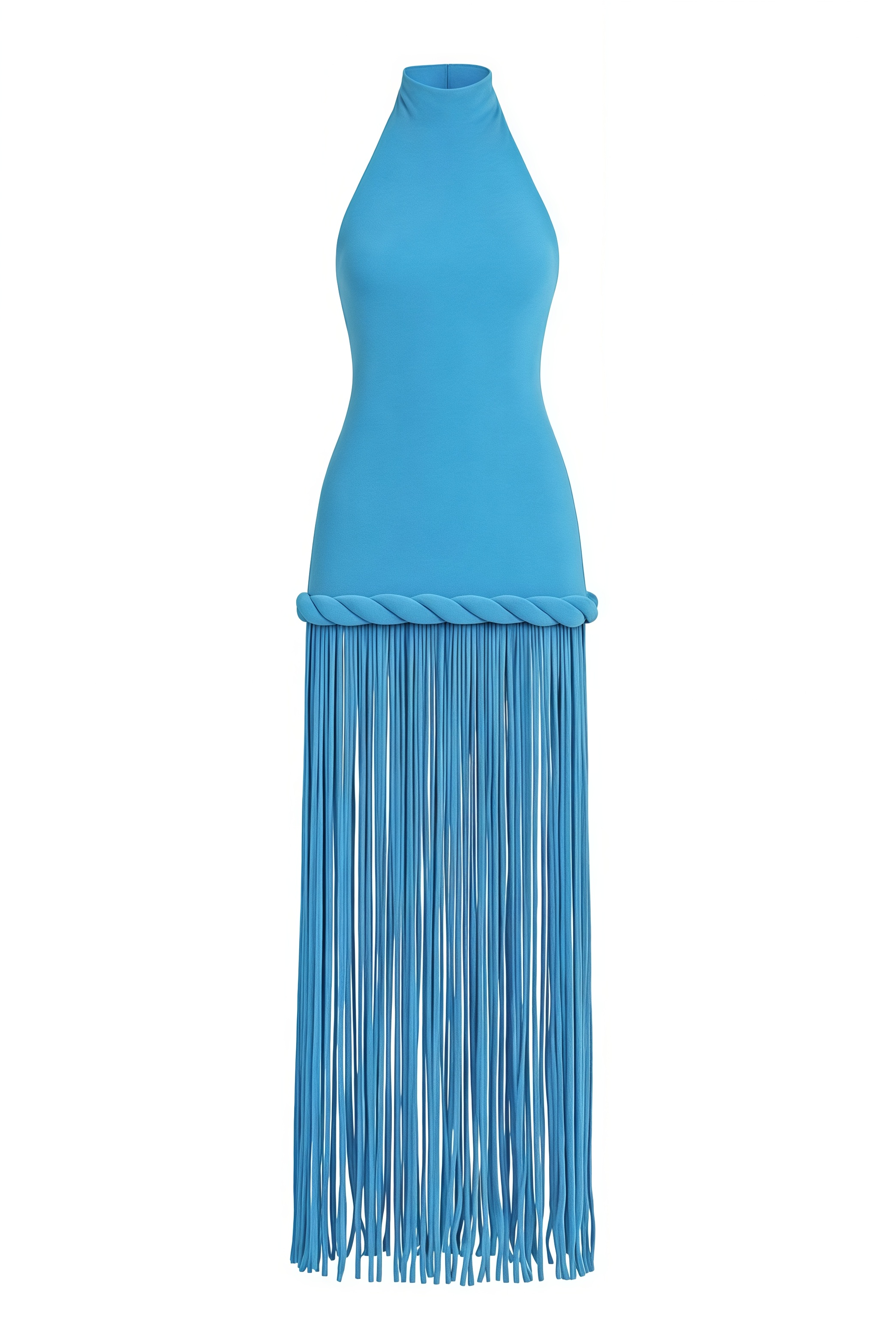 Avital Blue Fringe Maxi Dress