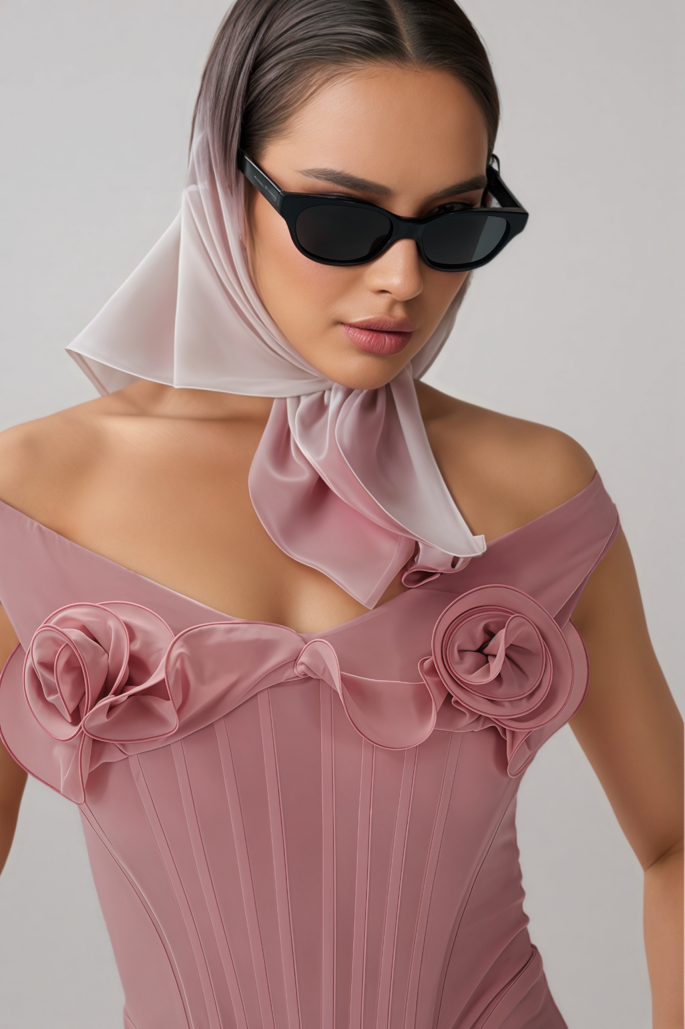 Anhad Pink Flower Bustier Midi Dress