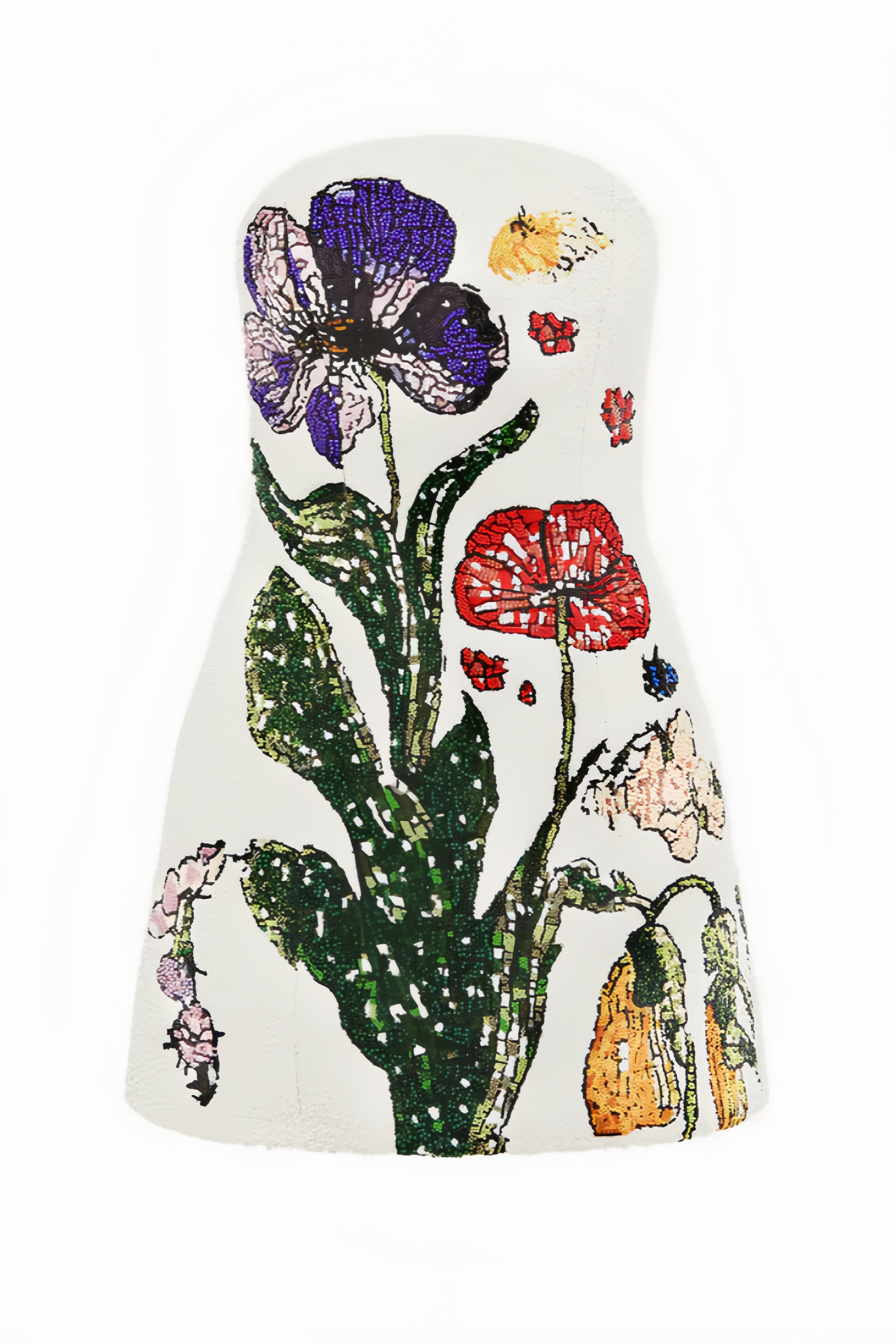 Metao White Strapless Floral Mini Dress