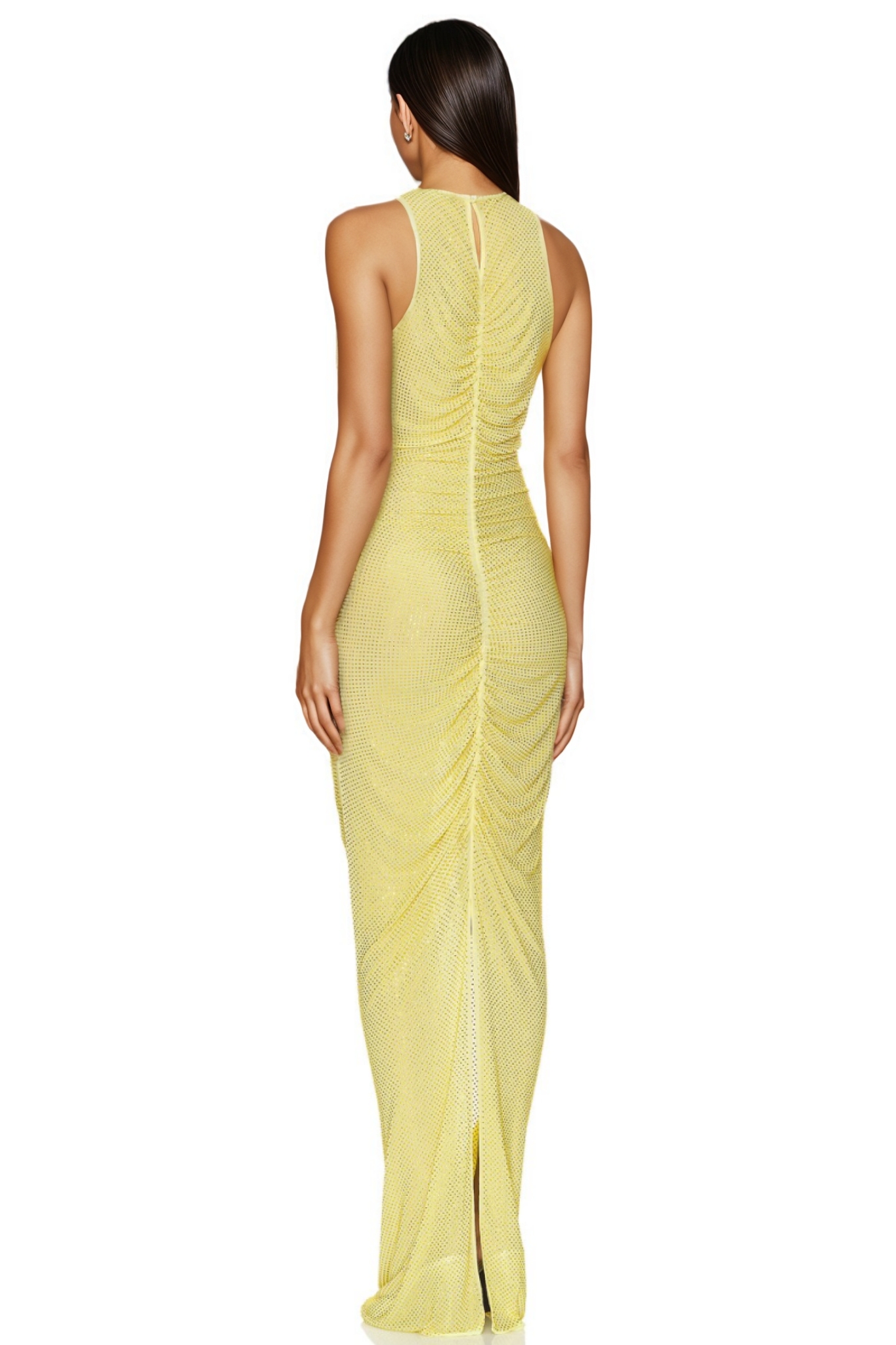 Varony Yellow Rhinestone Sleeveless Maxi Dress