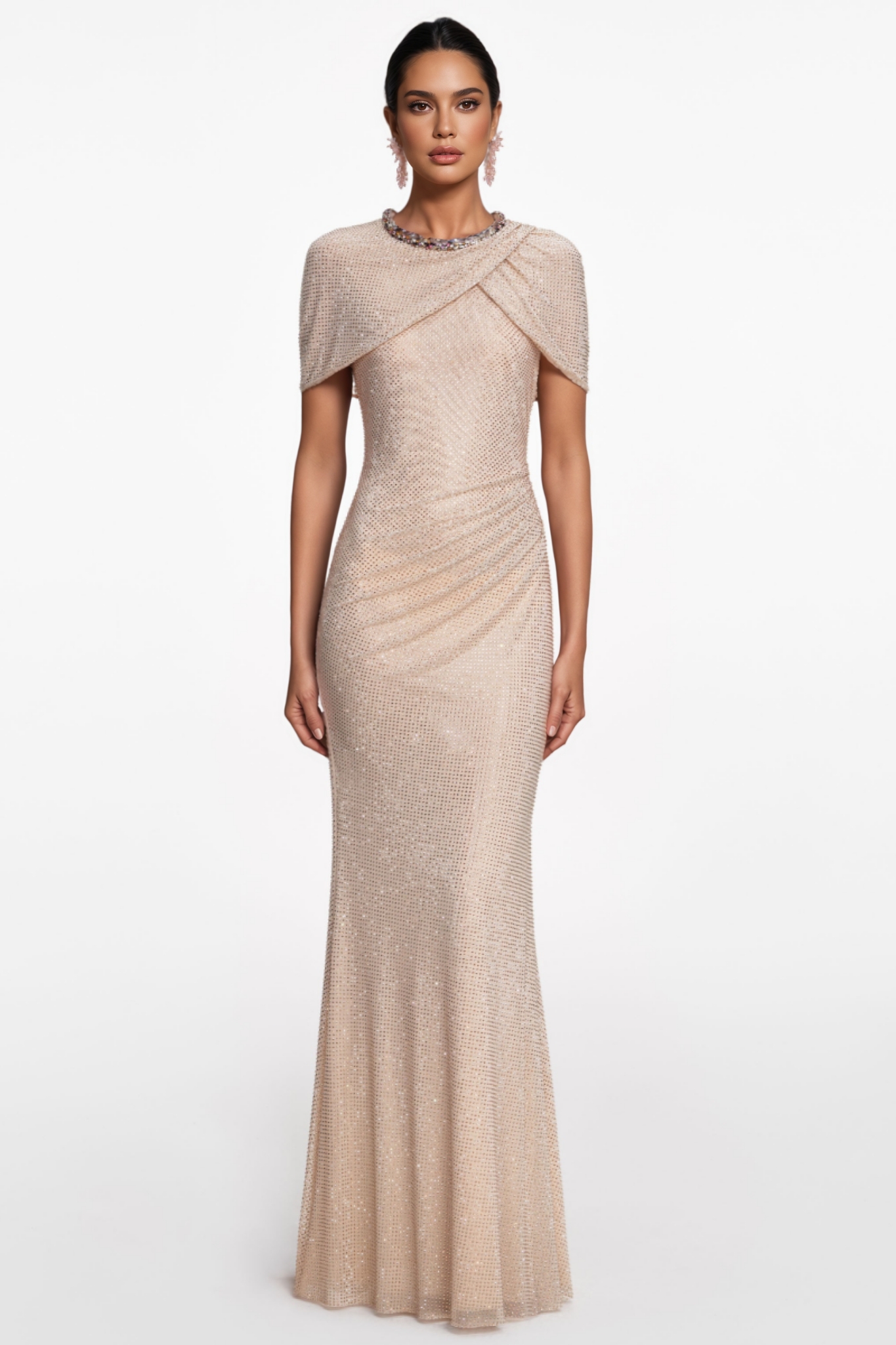 Antgoy Rhinestone Mermaid Maxi Dress