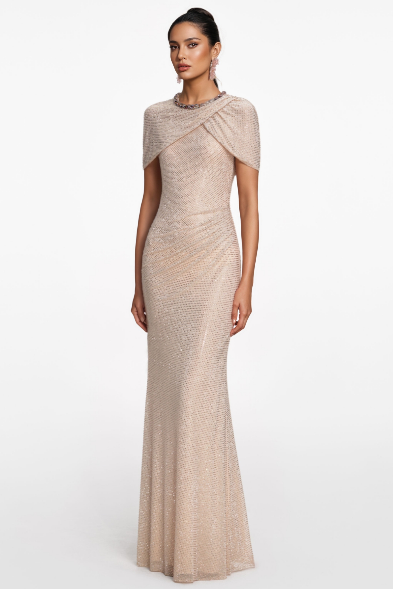 Antgoy Rhinestone Mermaid Maxi Dress