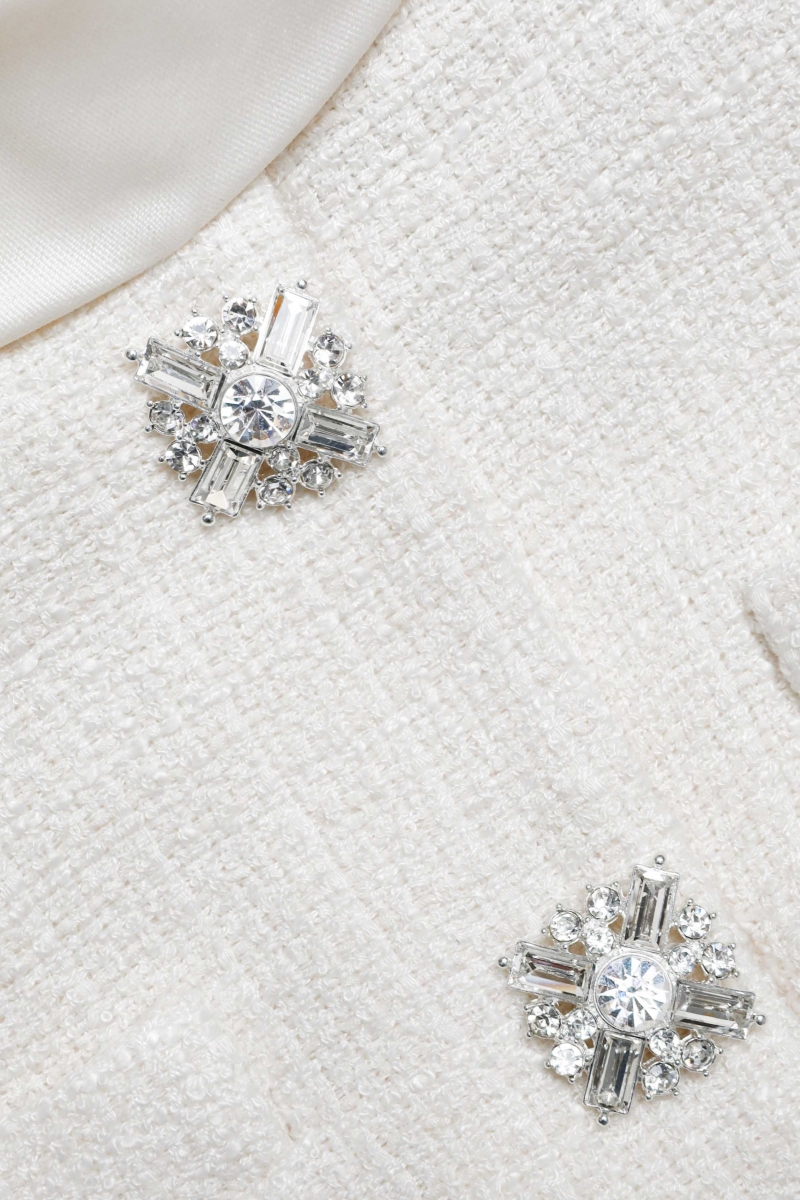 Melisande White Rhinestone Slit Midi Dress Set