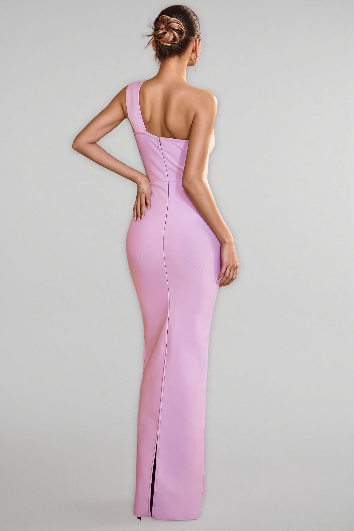 Zayrk Purple Flower Bandage Maxi Dress
