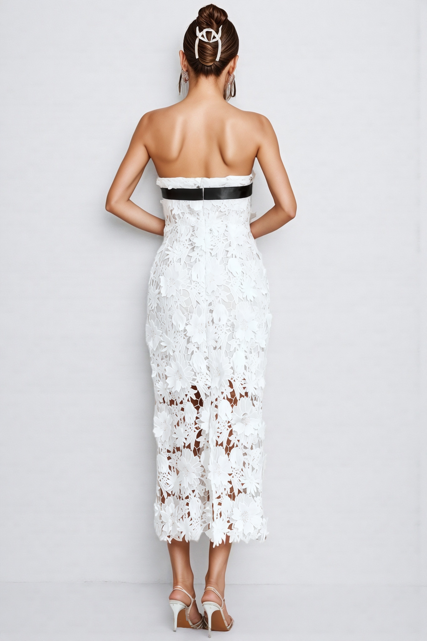 Suzanne White Floral Lace Midi Dress