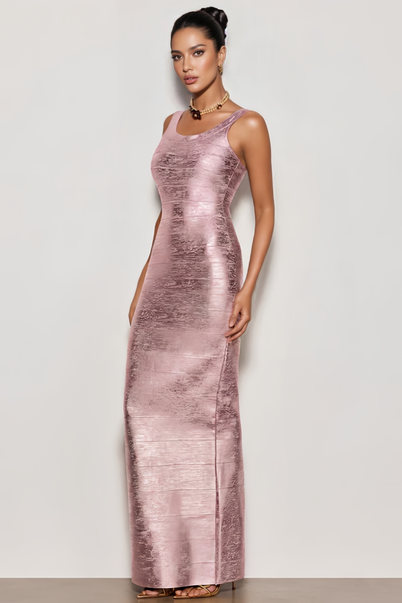 Elanort Pink Bandage Maxi Dress