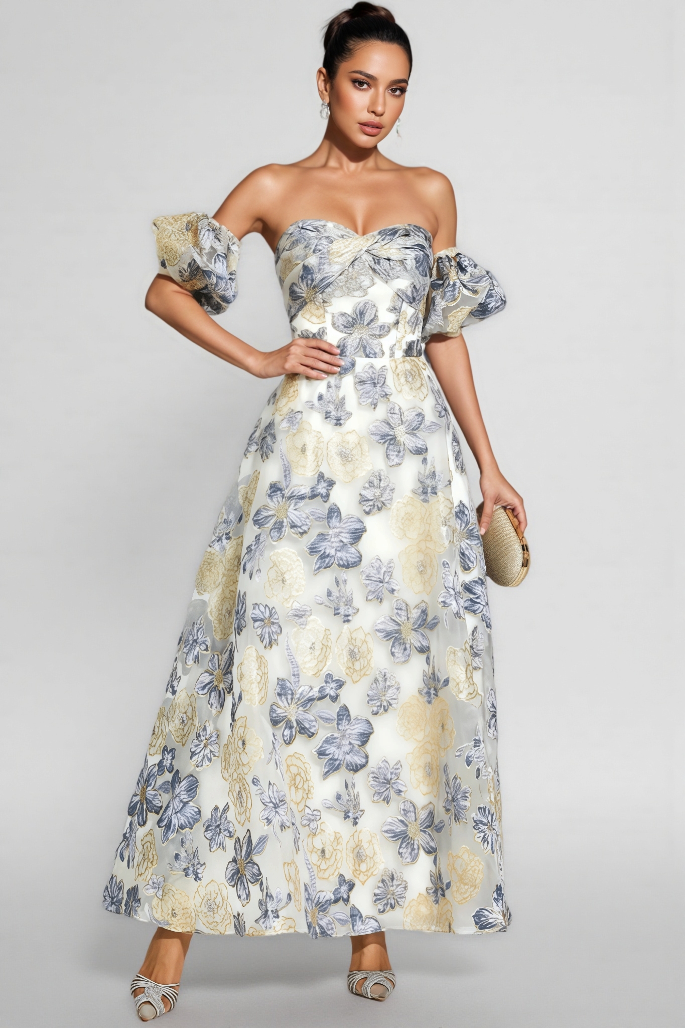 Dorte Blue-Purple Flower Maxi Dress