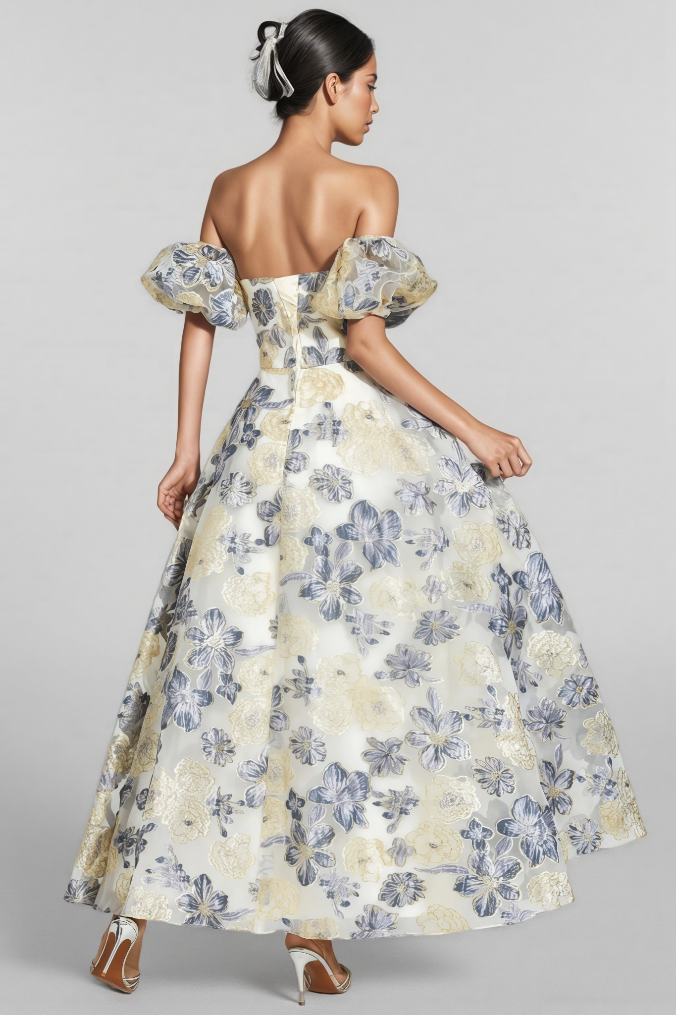 Dorte Blue-Purple Flower Maxi Dress