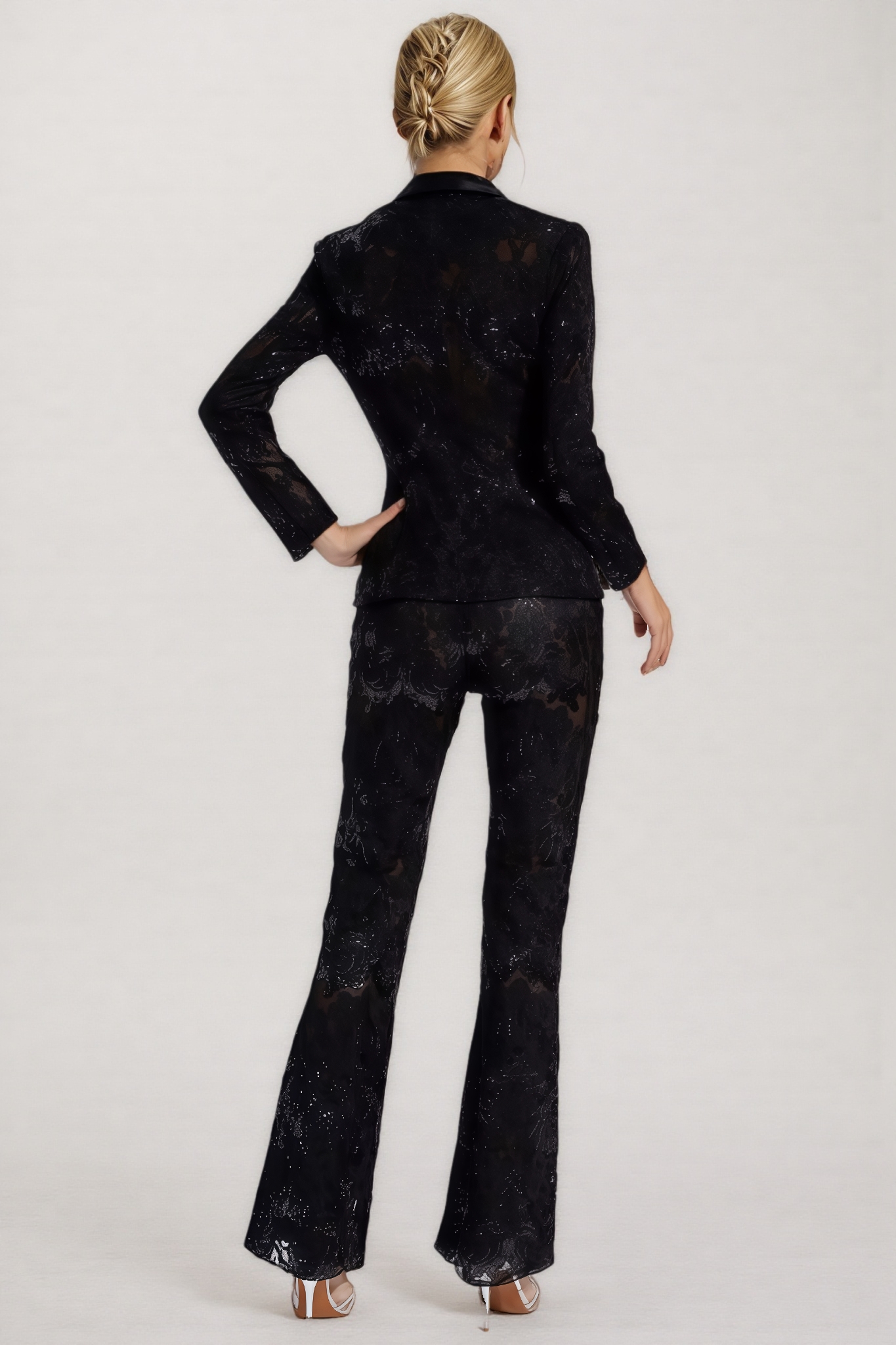Analia Black Cutout Sequin Blazer Set