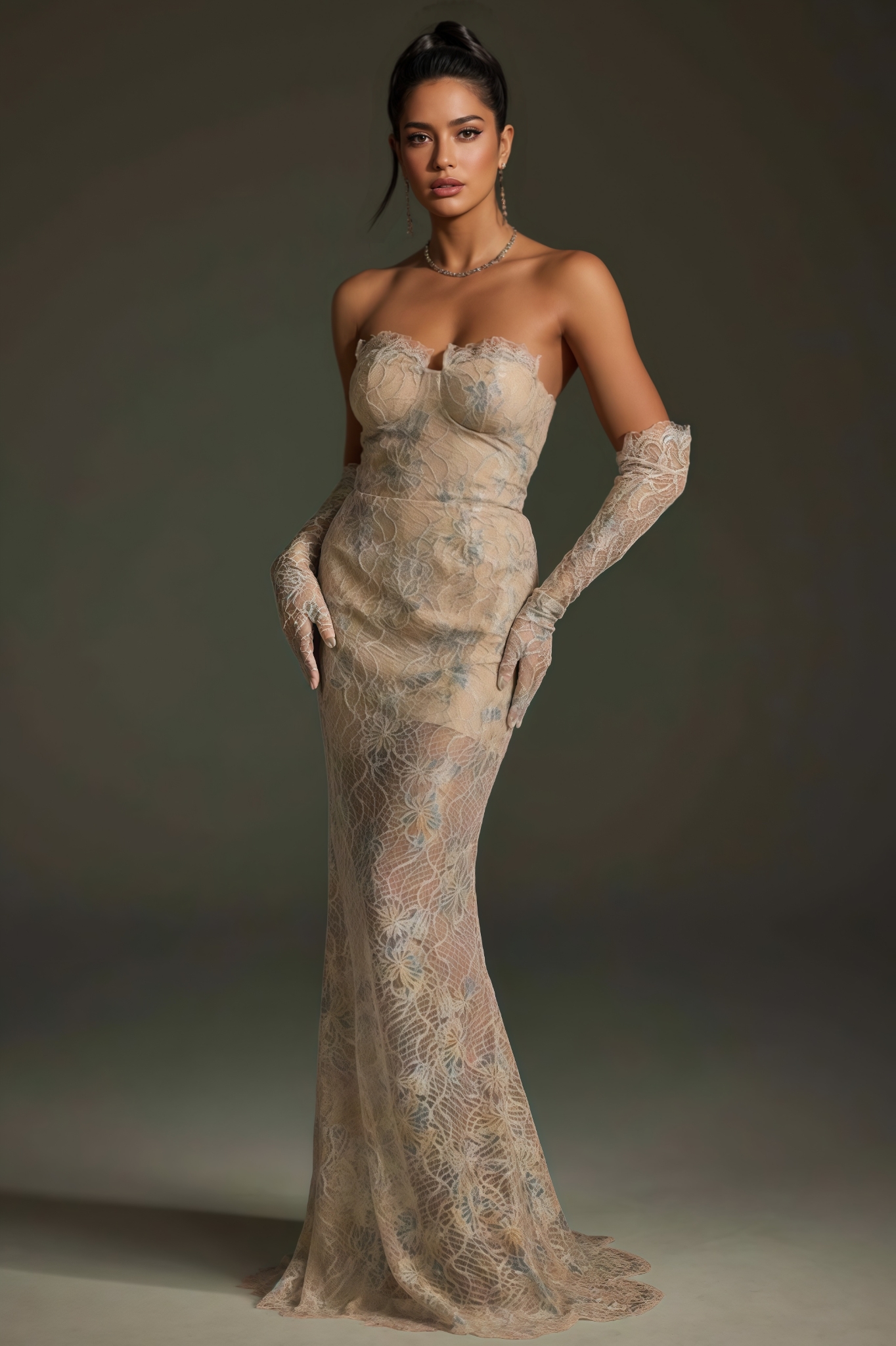 Odette Lace Backless Fishtail Maxi Dress