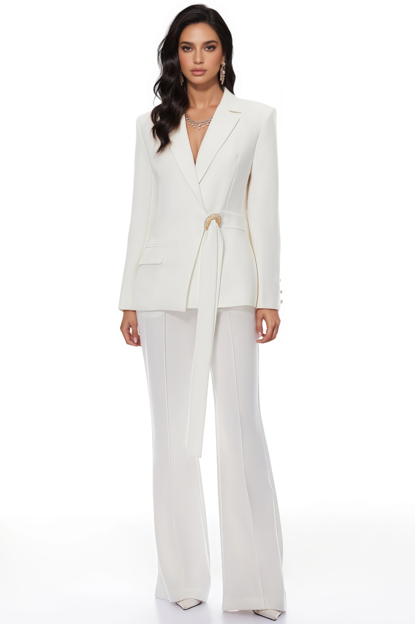 Fialad White Blazer Trouser Set