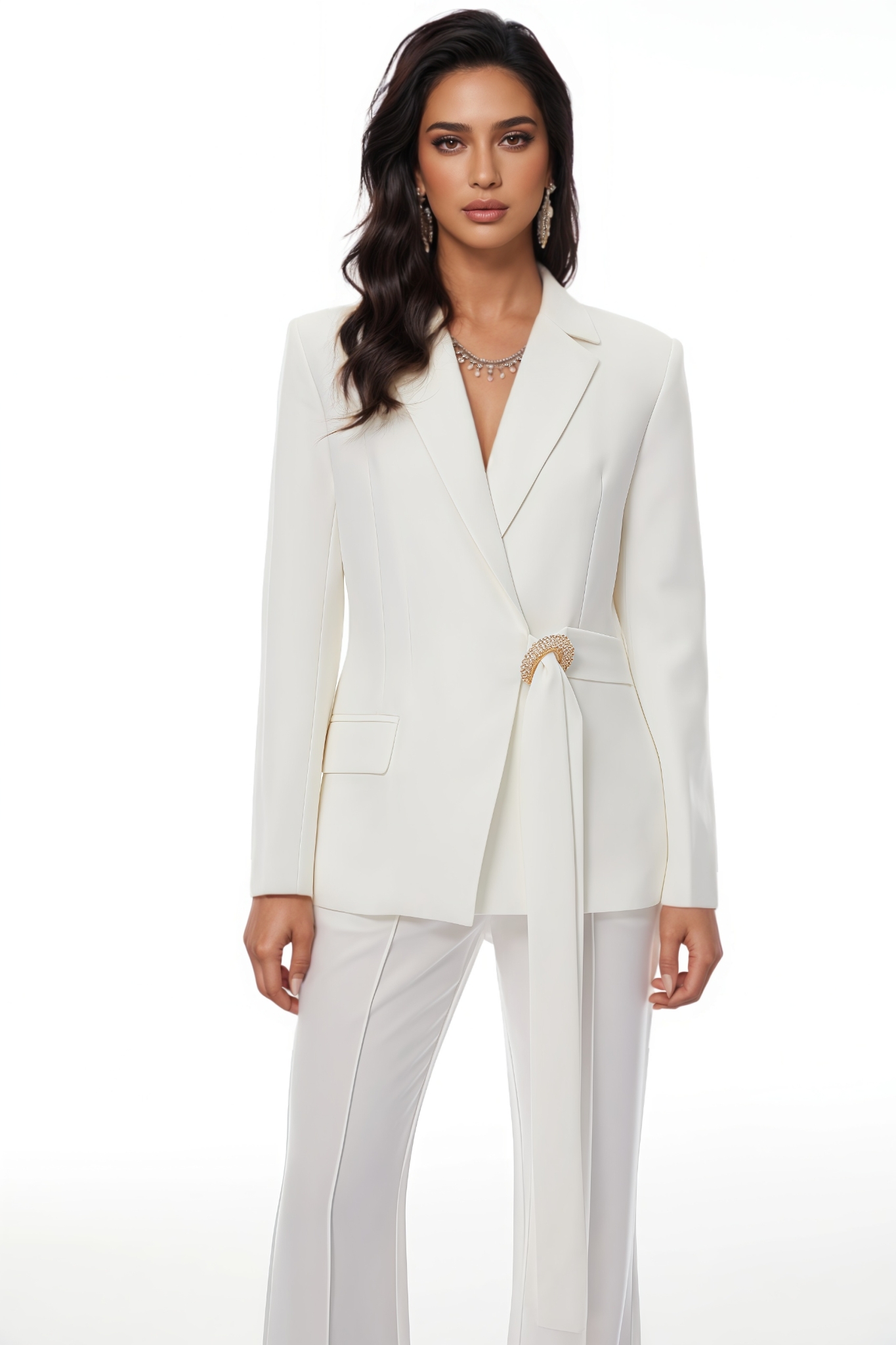 Fialad White Blazer Trouser Set