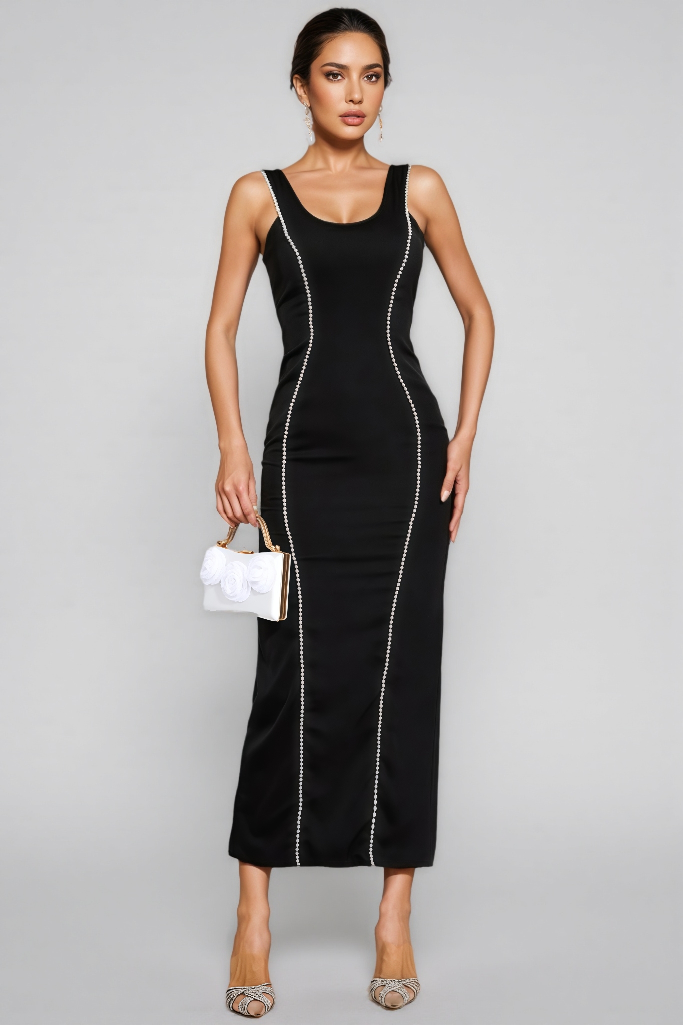 Loran Black Pearls Maxi Dress