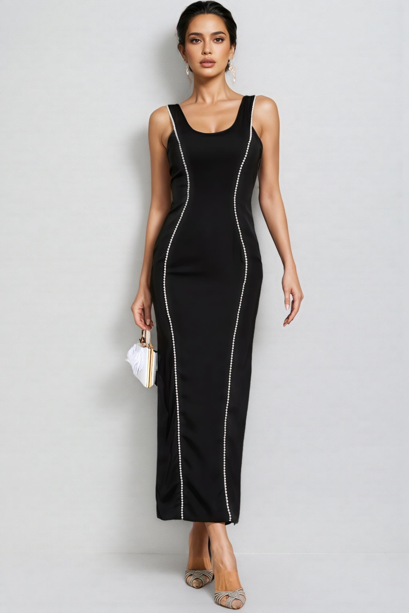 Loran Black Pearls Maxi Dress