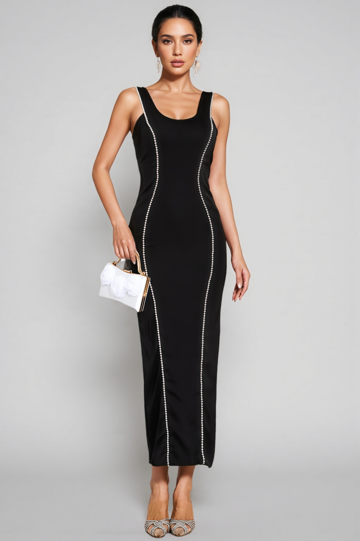 Loran Black Pearls Maxi Dress