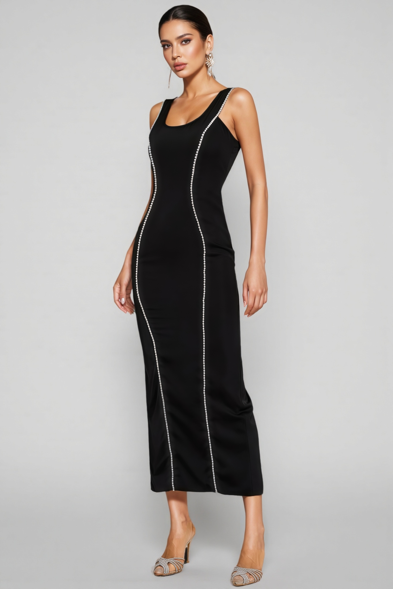 Loran Black Pearls Maxi Dress