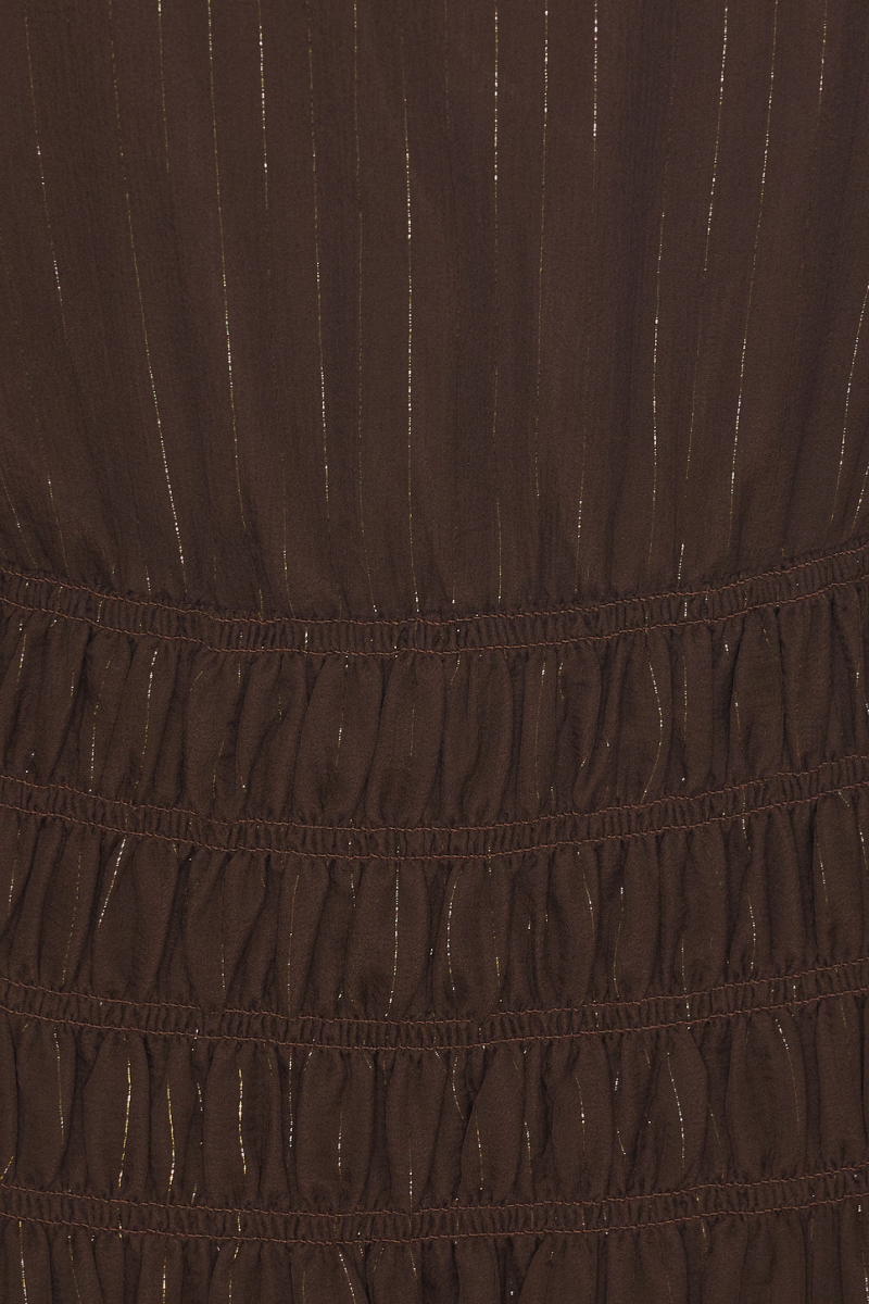Canye Brown Off Shoulder Long Sleeve Maxi Dress