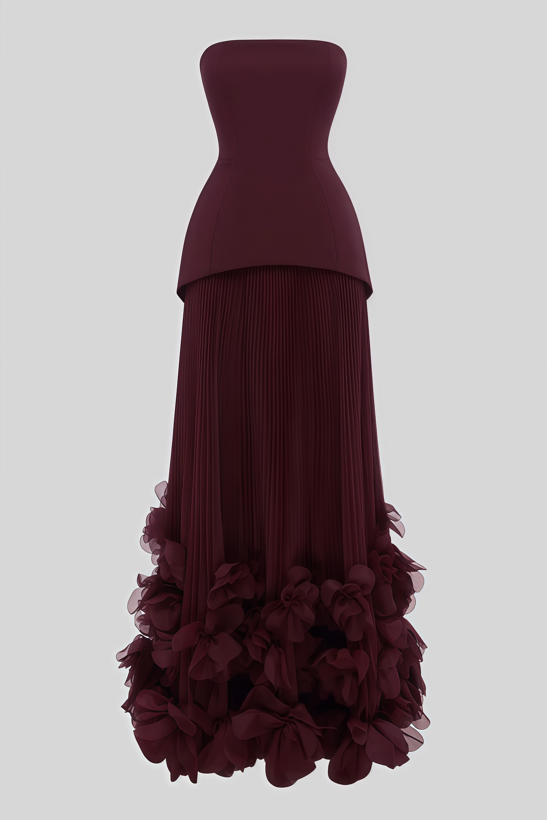 Qyior Red Strapless Petal Maxi Dress