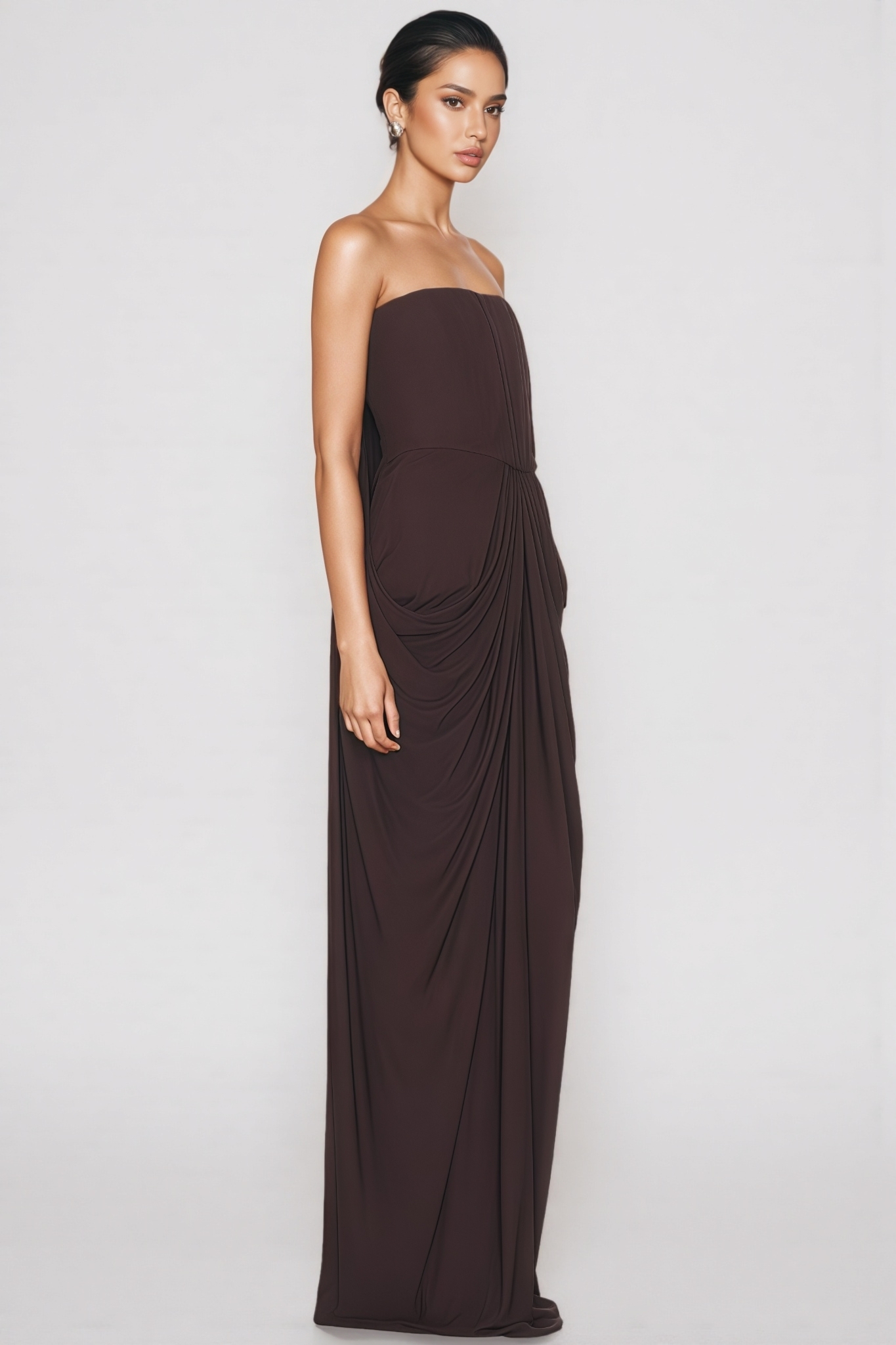 Drianna Brown Strapless Maxi Dress