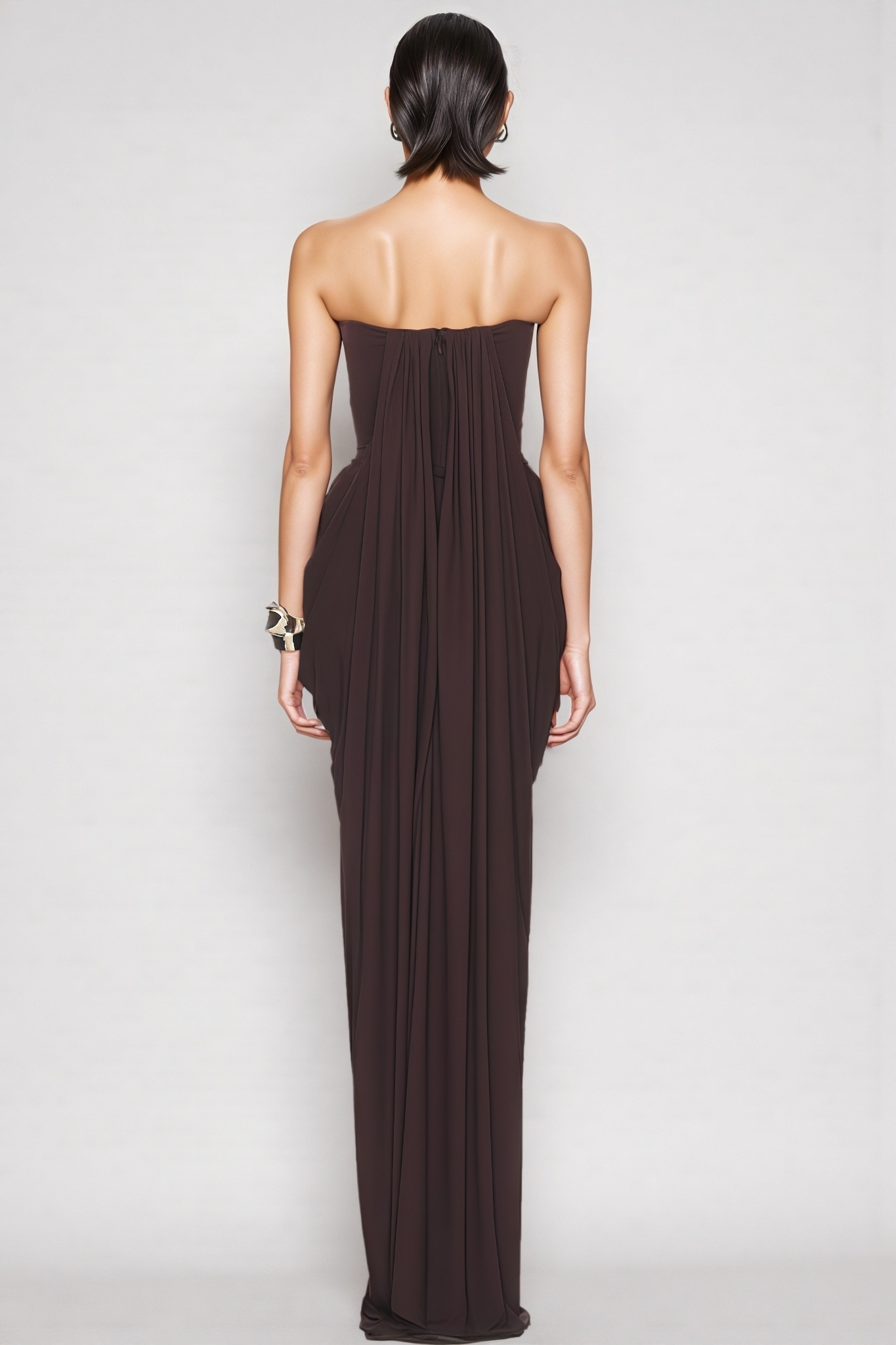 Drianna Brown Strapless Maxi Dress