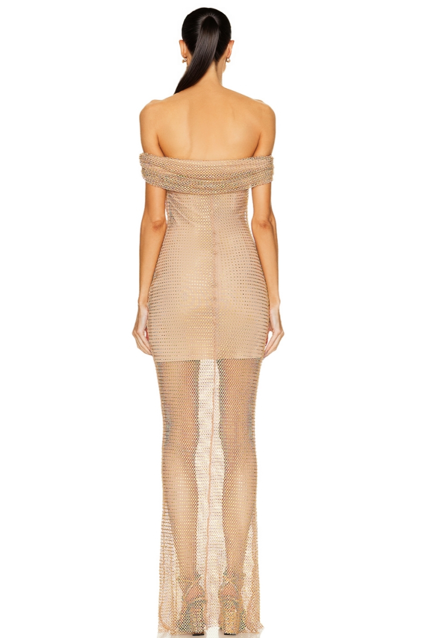 Siayh Gold One-Shoulder Sequinned Maxi Dress