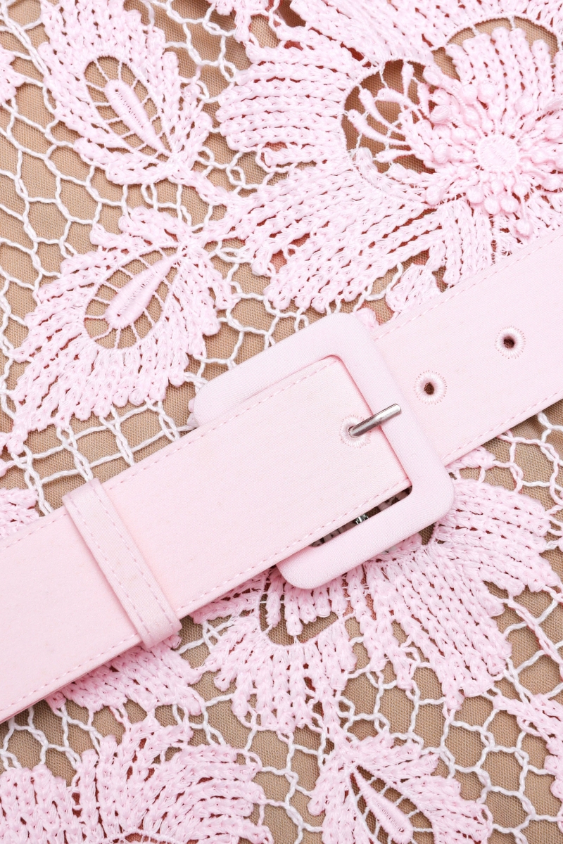 Grash Pink Halter Lace Midi Dress