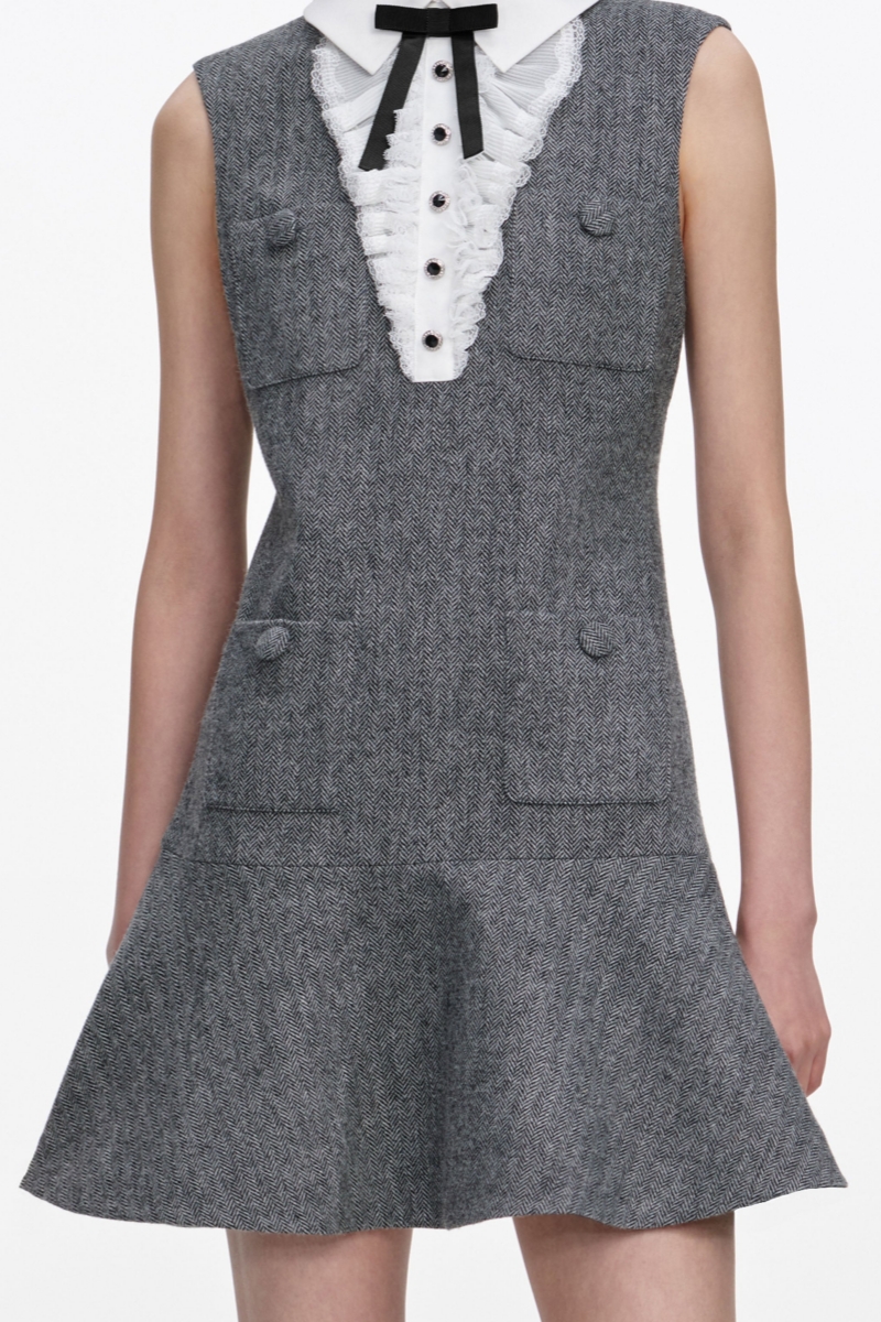 Brgis Grey Lace Mini Dress