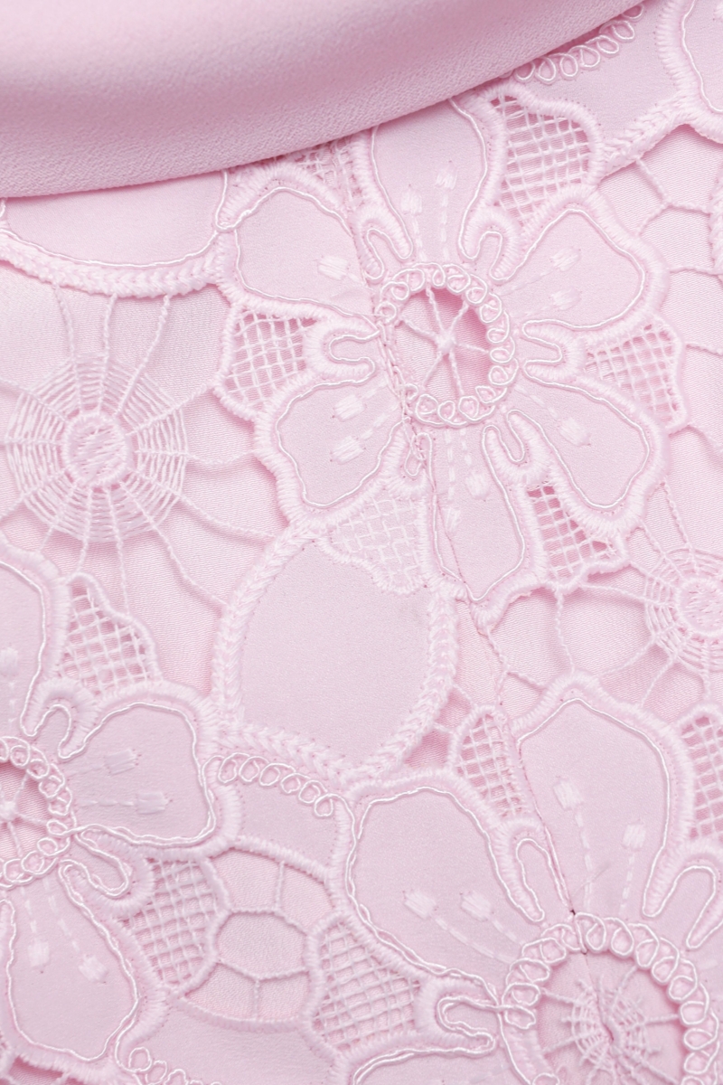 Jailey Pink Short Sleeve Lace Midi Dress