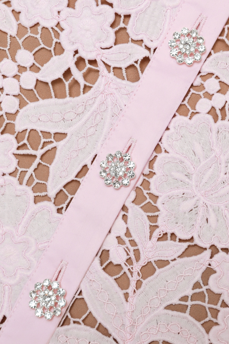 Keir Pink Short Sleeve Floral Lace Midi Dress